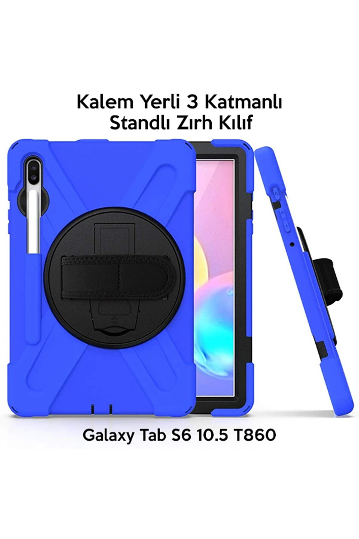 Ally Sm Galaxy Tab S6 10.5 T860 Shockproof 3 Katmanlı Standlı Zırh Kılıf Ka - Dropx4943-8018