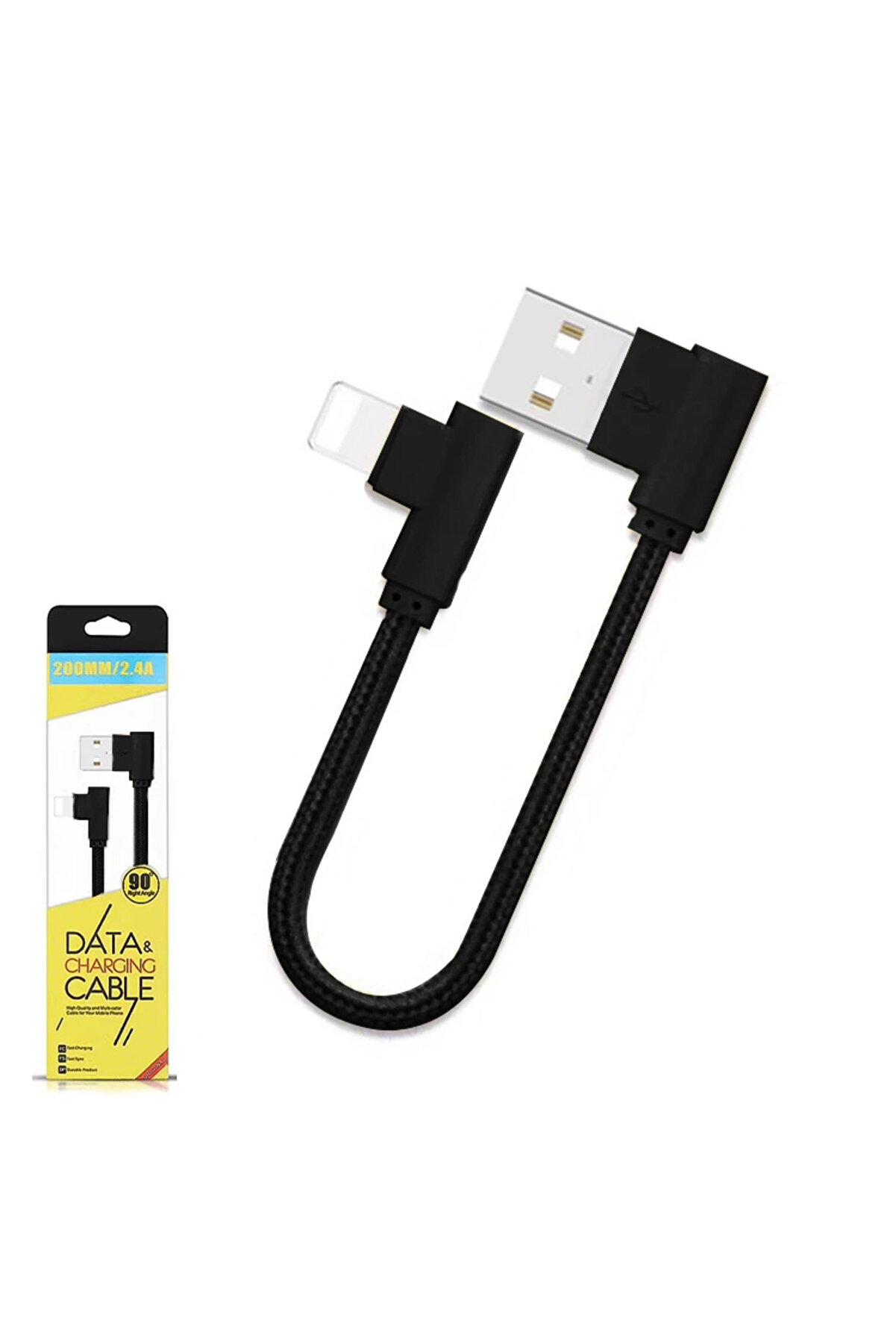 Ally İphone Li̇ghtni̇ng Eği̇k Başlı Halat Usb Kablo 20Cm-(5775) - Gms6955-3249