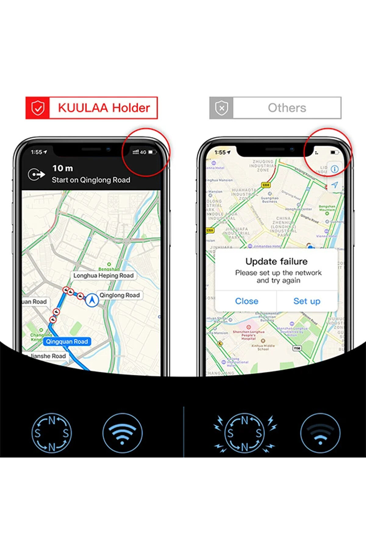 Kuulaa 360 Dönebi̇len Mıknatıslı Araç Havalandırma Telefon Tutucu-(1903) - Dropx5519-5645