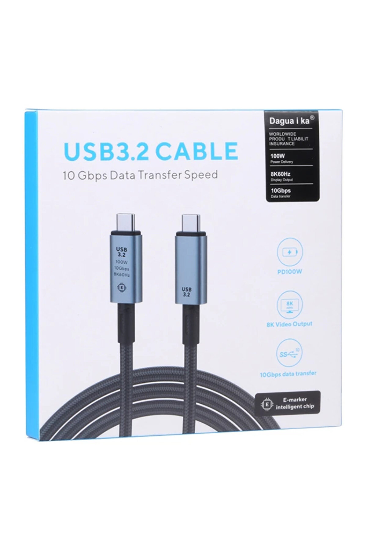 Ally Usb 3.2 100W Type-C To Type-C 8K Görüntü-Data Ve Ultra Hızlı Şarj Kablosu - Ttkteknoloji̇