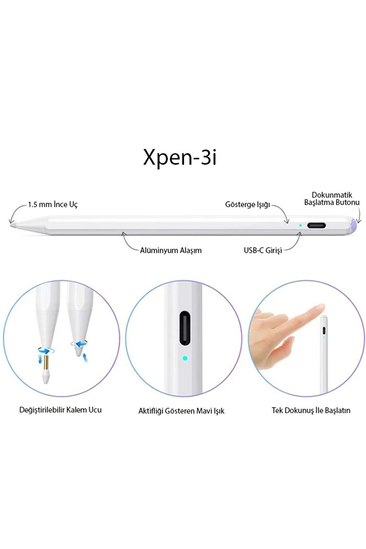 Ally Xpen-3İ İpad(2018-2025) Akti̇f Manyeti̇k Kapasi̇ti̇f Kalem-(5775) - Gms6793-4286