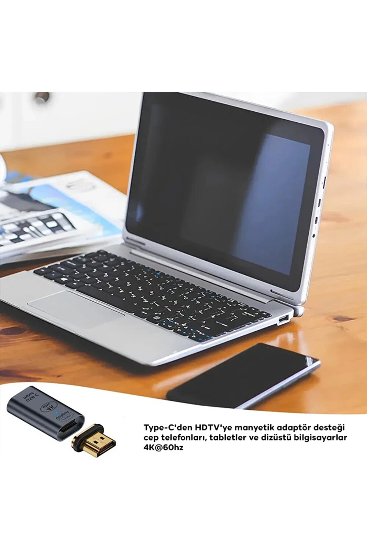 Ally Hdmı To Type-C 4K 60Hz Mıknatıs Başlıklı Çevi̇ri̇ci̇ Otg Adaptör-(5775) - Gms2284-9987
