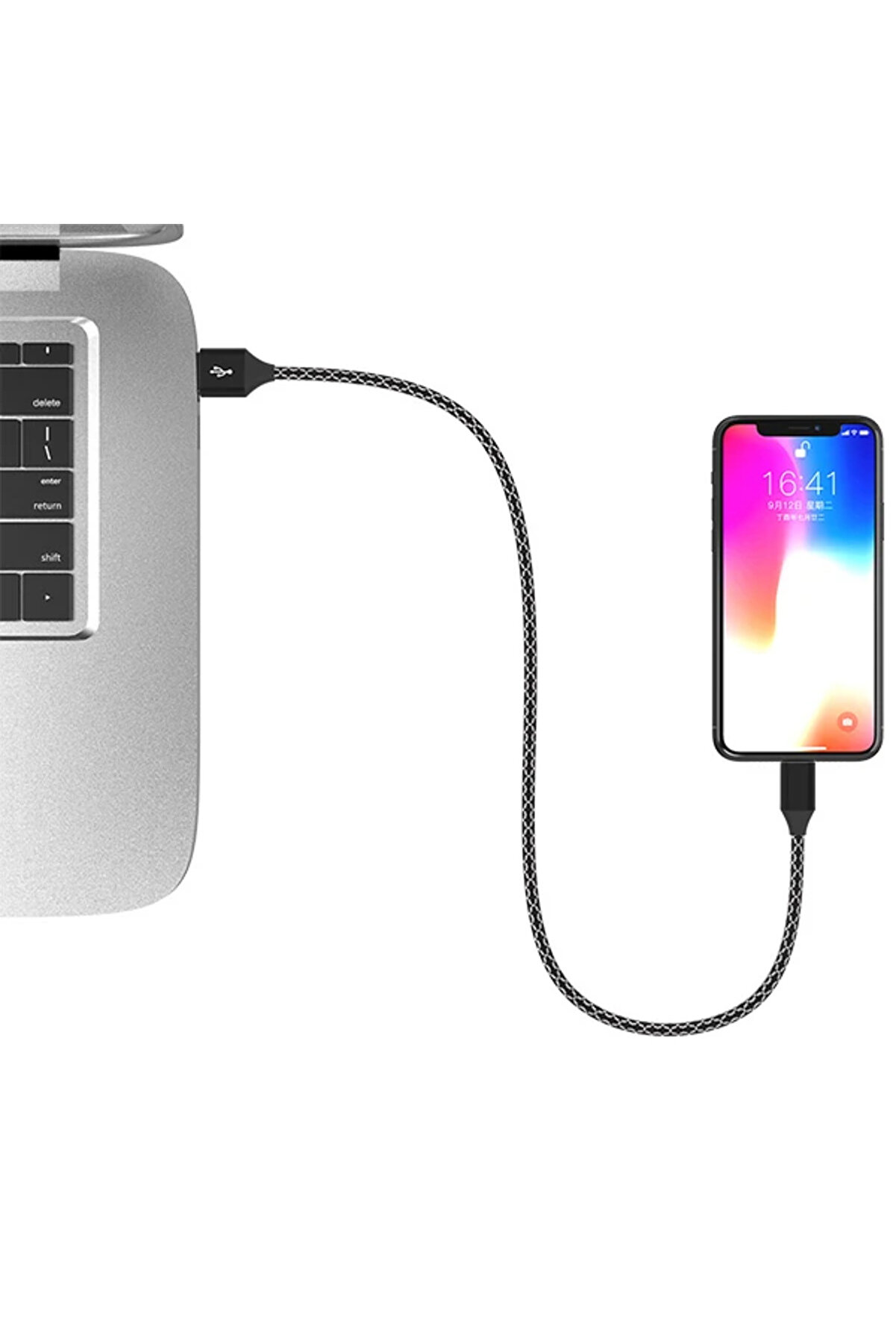 İphone 14-13-12 11 3.0A Hızlı Halat Usb Şarj Kablosu 1Mm-(1903) - Dropx2401-6633