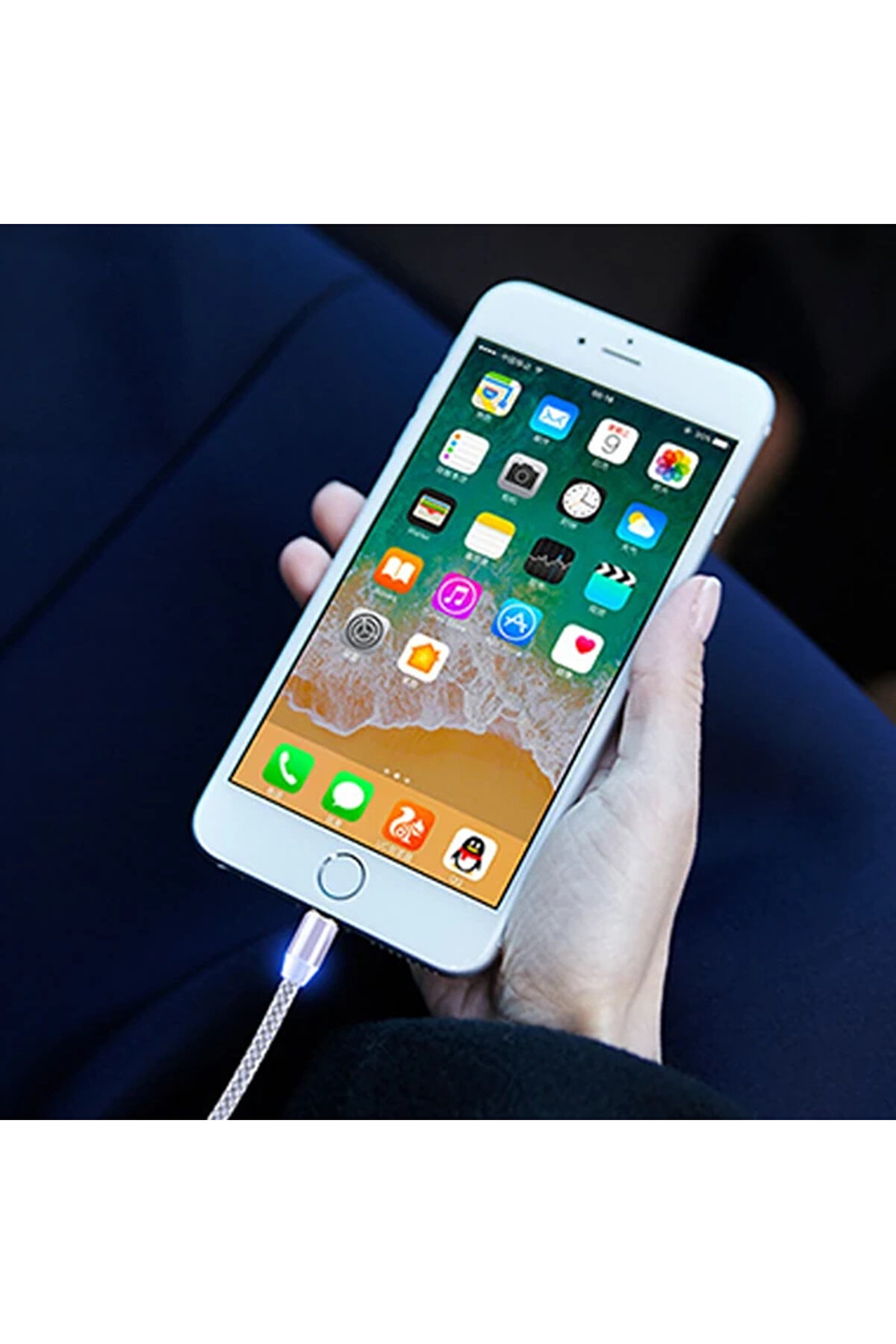 Ally 2M Magneti̇c-Mi̇knati̇sli̇ Usb Sarj Kablosu 3 Basli̇k(İphone+Type-C+Mi̇cro-(5775) - Gms3508-7837