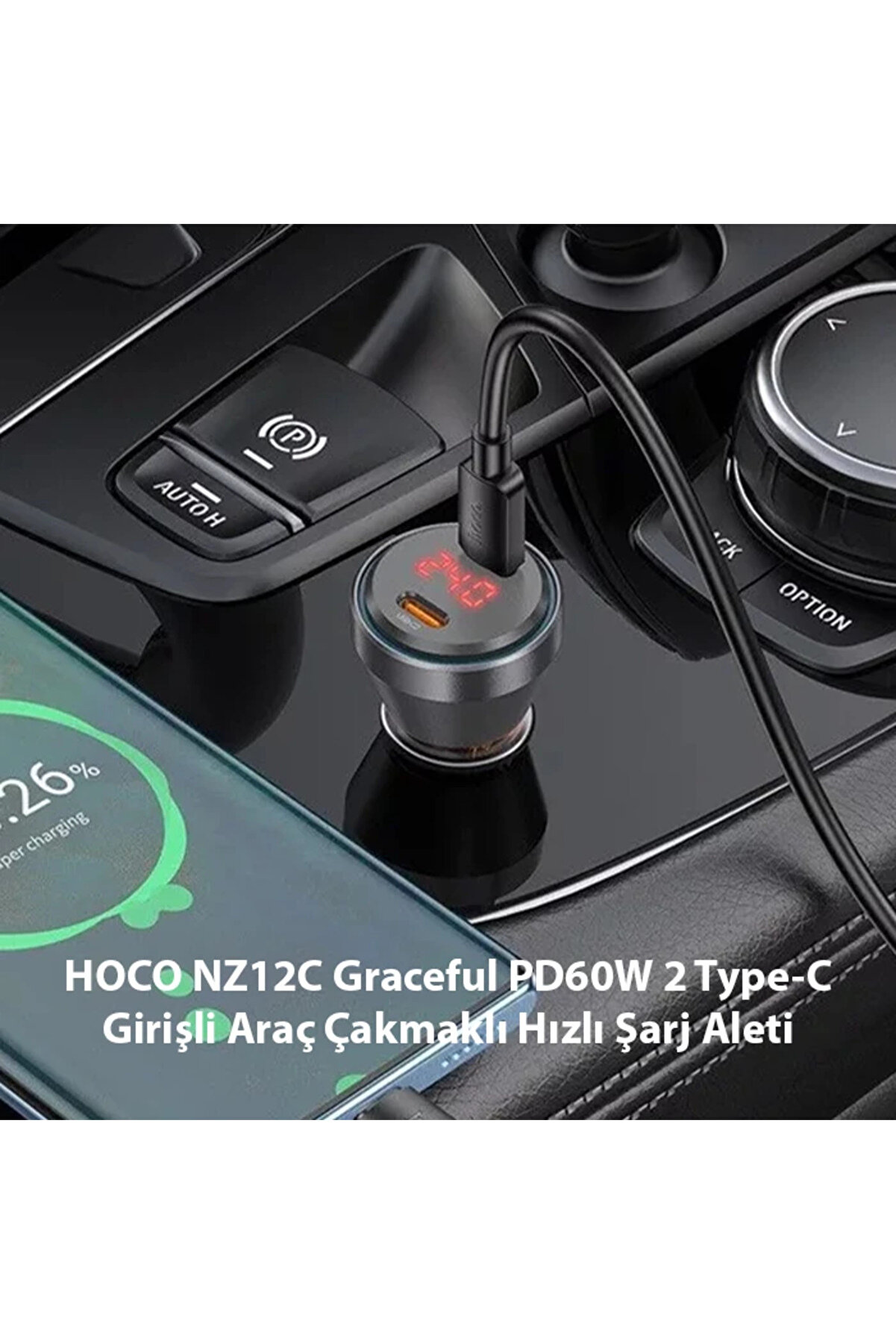 Hoco Nz12C Graceful Pd60W 2 Type-C Gi̇ri̇şli̇ Araç Çakmaklı Hızlı Şarj Aleti̇ - Dropx3145-7222