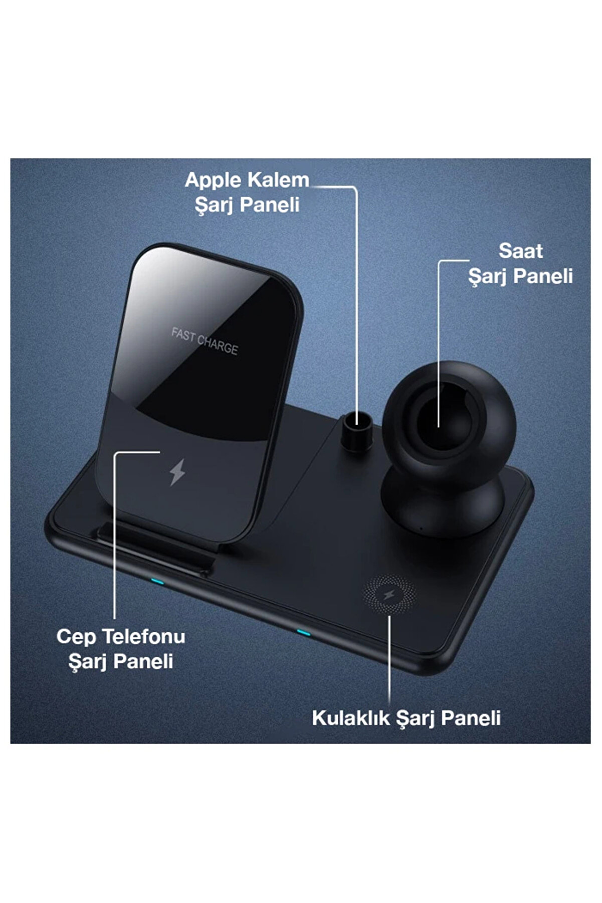 Ally W58 15W Qi̇ Hızlı Şarj 4 İn 1 İphone+ Pro Kablosuz Şarj Standı-(1903) - Dropx2859-5011