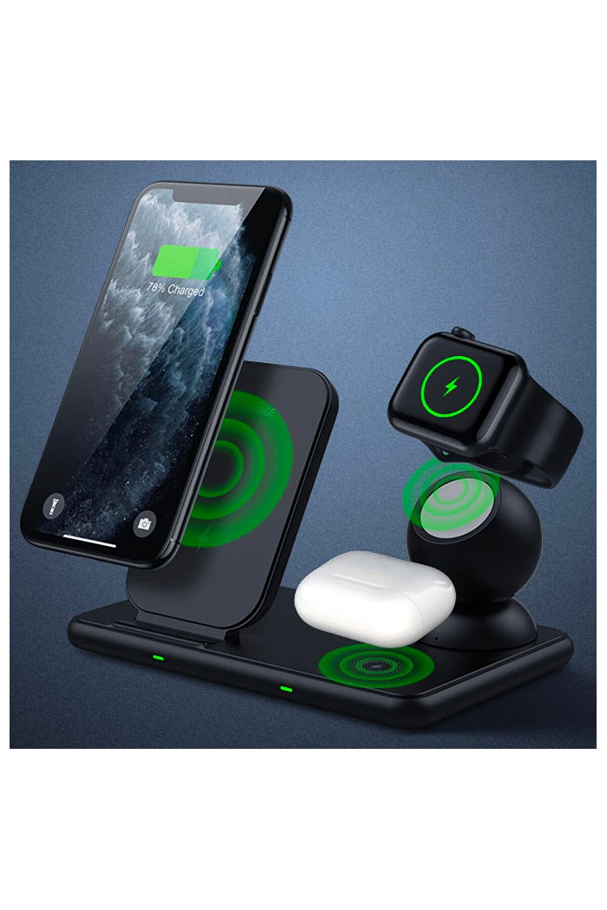 Ally W58 15W Qi̇ Hızlı Şarj 4 İn 1 İphone+ Pro Kablosuz Şarj Standı-(1903) - Dropx2859-5011