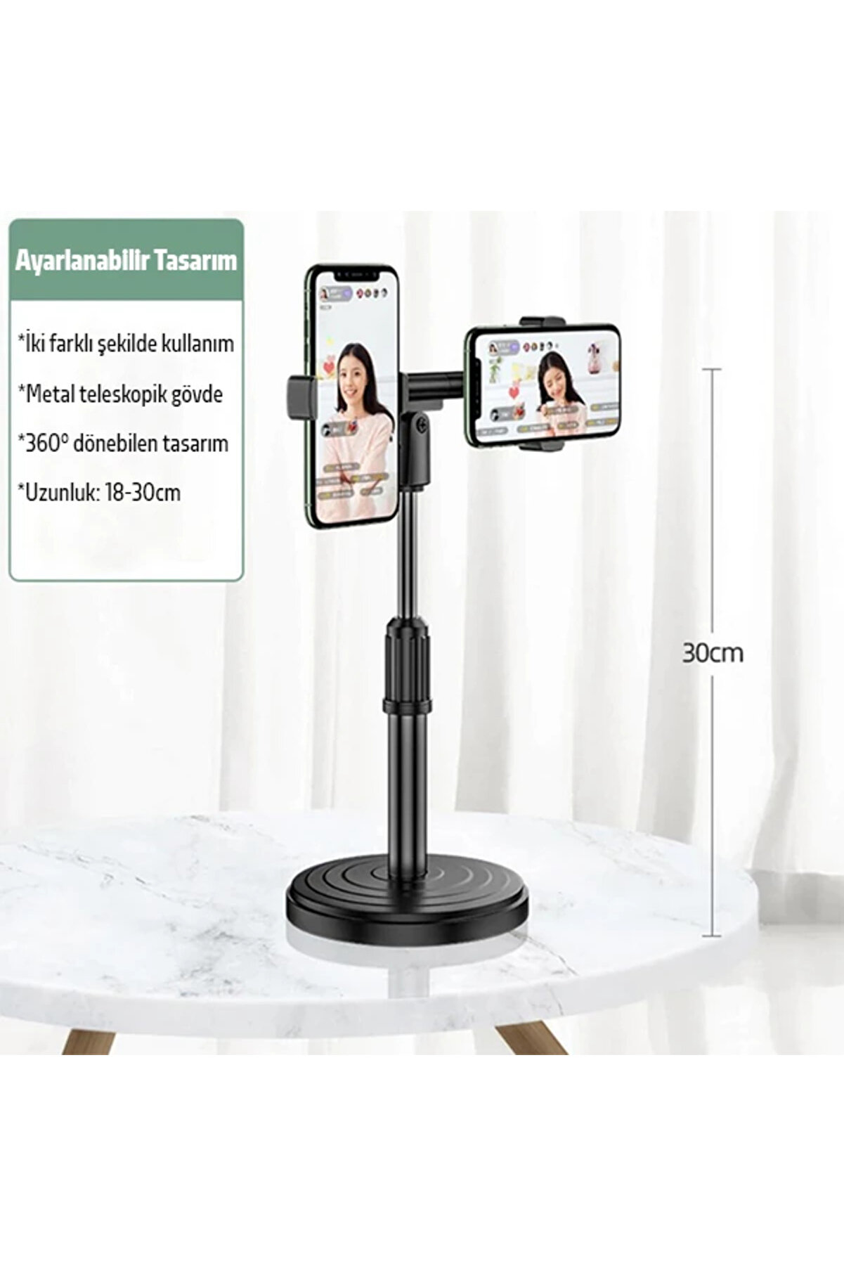 Ally Masaüstü Youtube Ti̇ktok Canlı Yayın Çi̇ft Telefon Tutucu Stand-(1903) - Dropx6038-9221