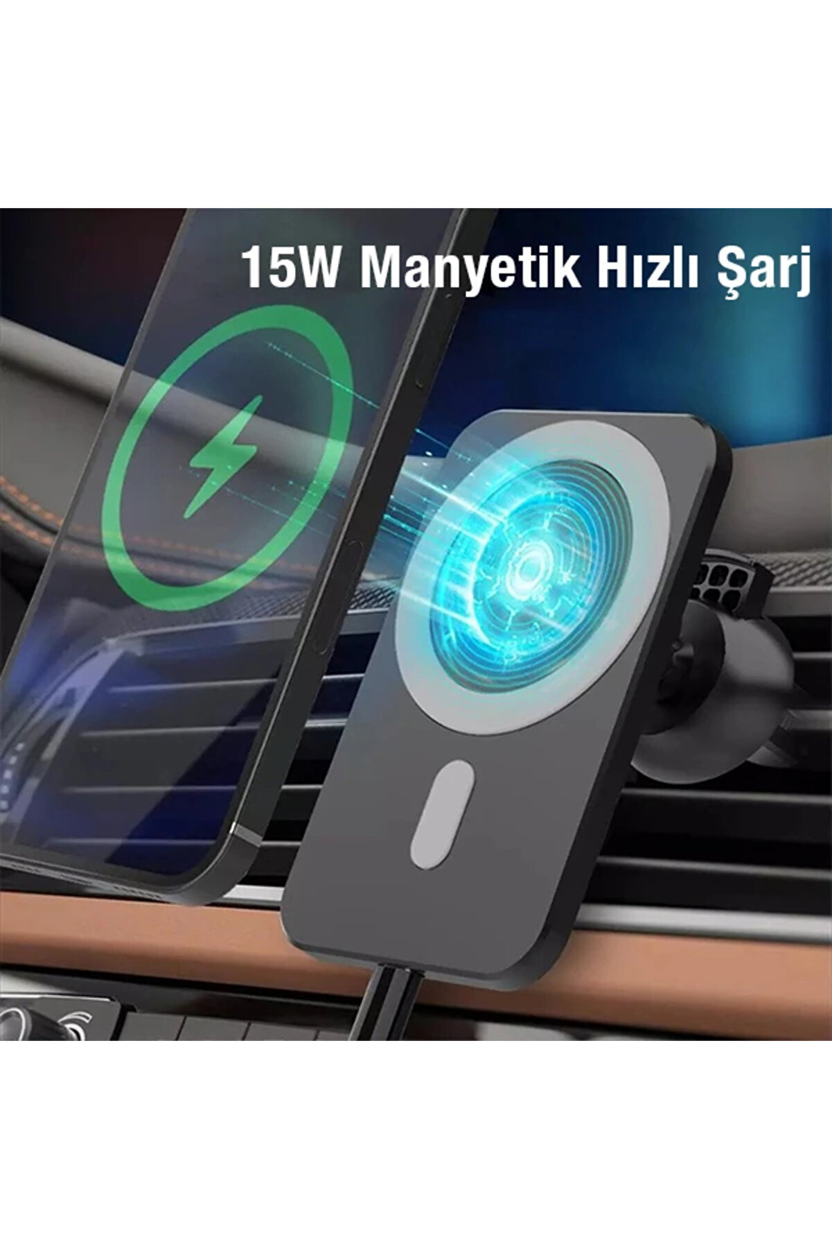 Ally N16 15W Magsafe Uyumlu Araç İçi̇ Telefon Tutucu-(1903) - Cpt209287-7239