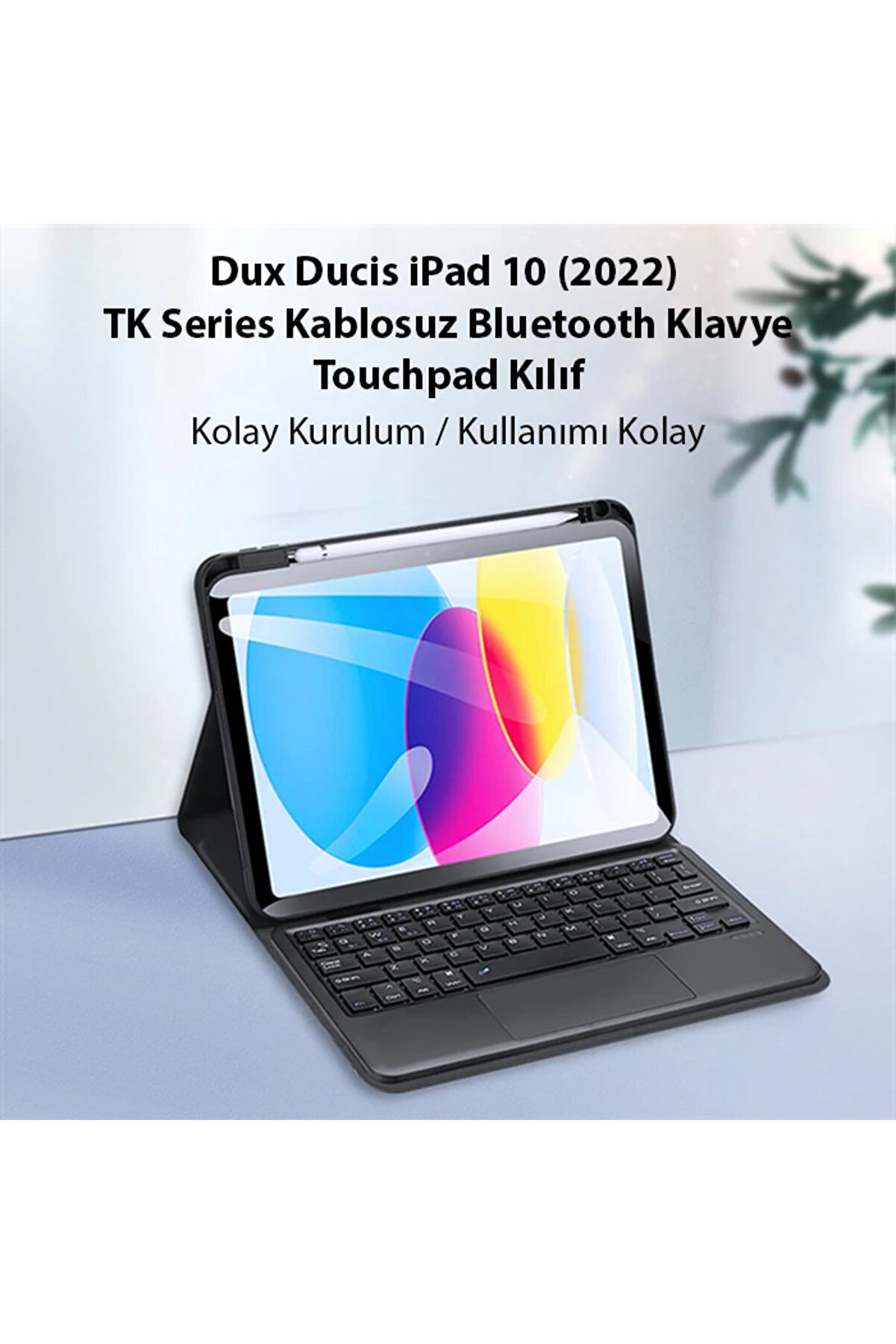 Dux Duci̇s İpad 10 (2022) Tk Seri̇es Kablosuz Bluetooth Klavye Touchpad Kılıf-(1 - Dropx5443-8393
