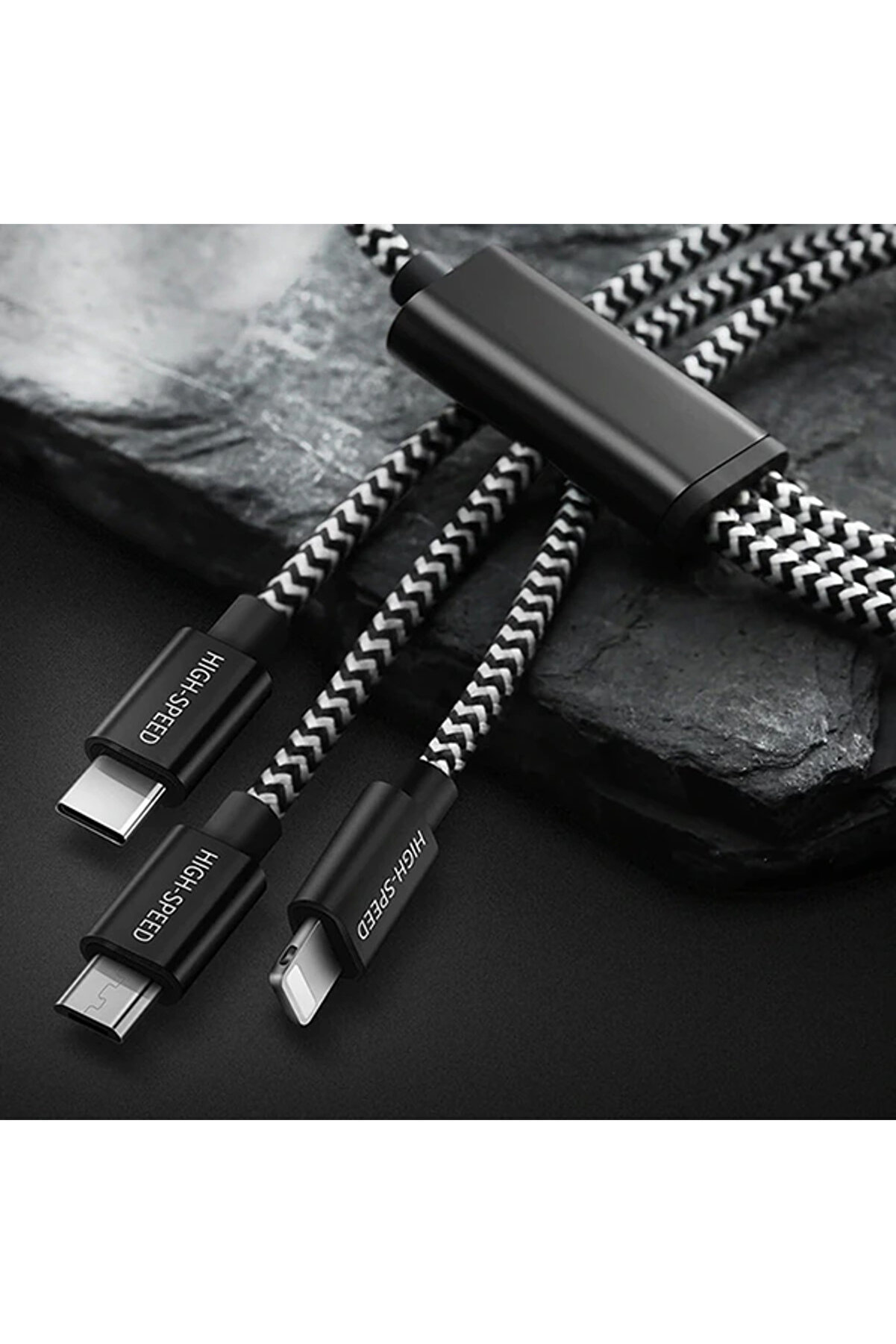 Dux Ducıs 3İn1 Usb Type C-İphone Ve Mi̇kro Kopmaz Usb Kablo Hızlı Şarj-(1903) - Dropx3019-2950