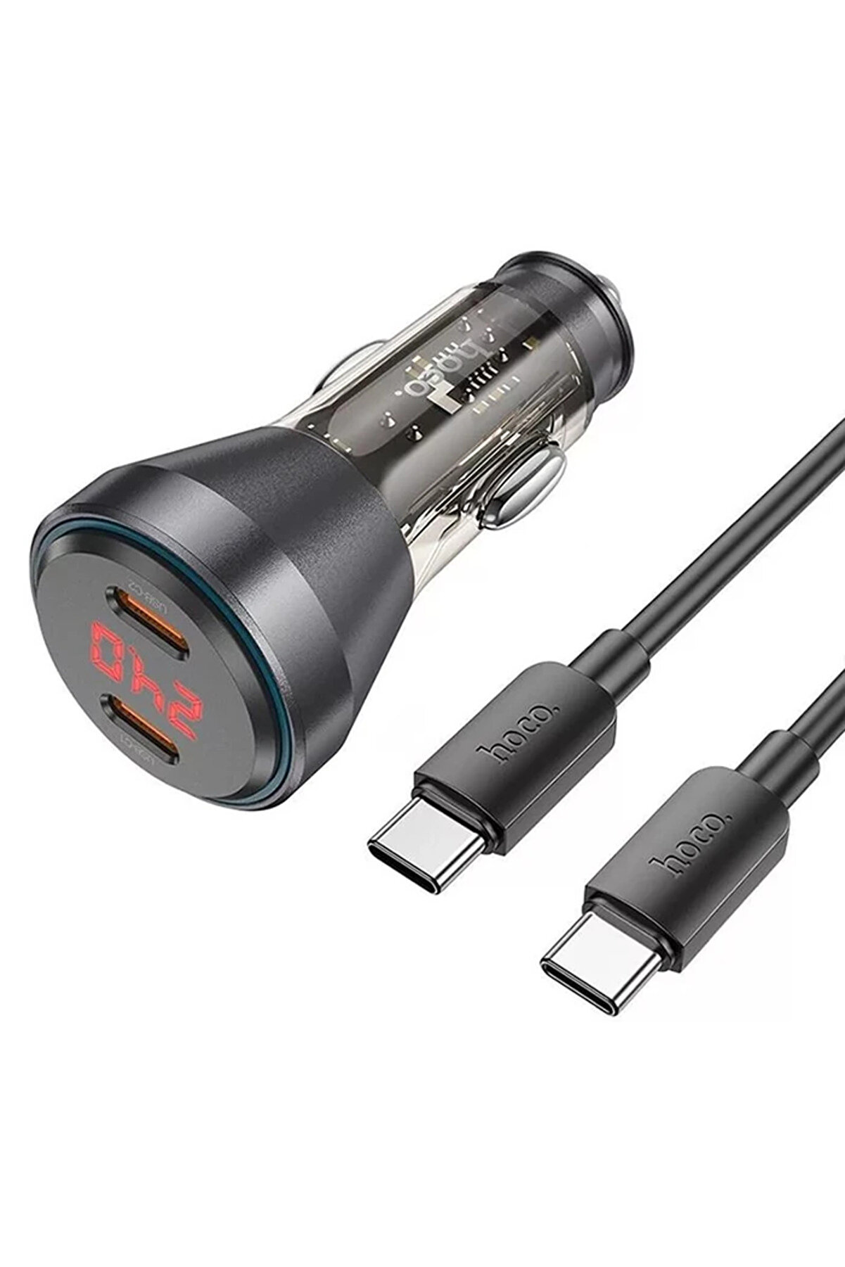 gizmurstore HOCO NZ12C Graceful PD60W 2 Type-C Girişli Araç Çakmaklık Hızlı Şarj Aleti + - GMS5569-2090