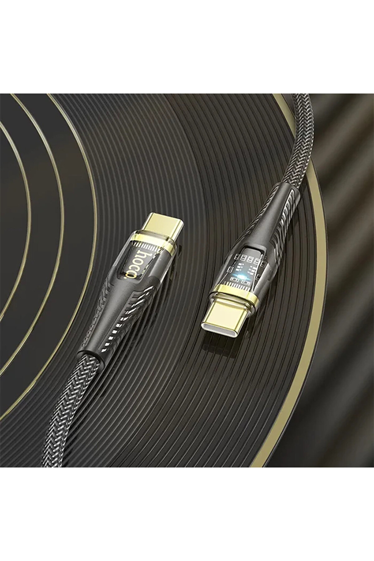 Hoco U121 Gold Standard Transparent Di̇scovery Edi̇ti̇on 60W Type-C To Type-C Hızl - Dropx1124-7688