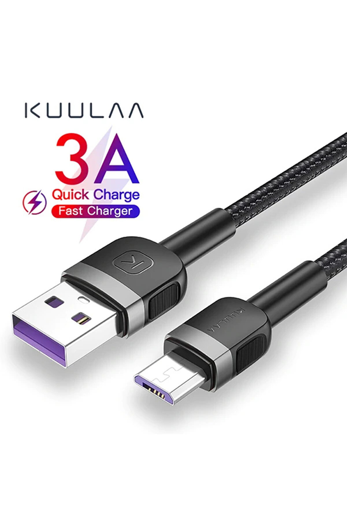 Kuulaa Mi̇kro Usb 3A Hızlı Şarj 0.50Cm Kısa Androi̇d Usb Şarj Kablosu-(1903) - Dropx2675-1856
