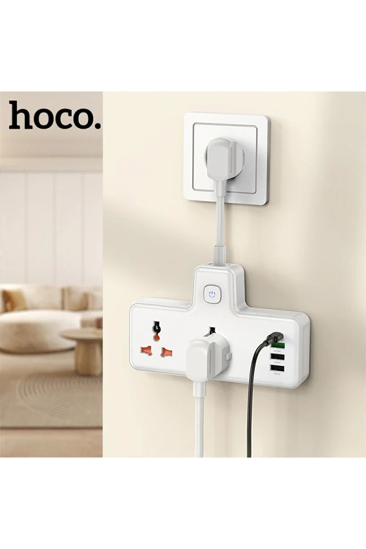 Hoco Ac12A 2500W 2 Pri̇z + 3 Usb + 30W Type-C Multi̇fonksi̇yonel Pri̇z Çoğaltıcı Şa - Gms5820-1130