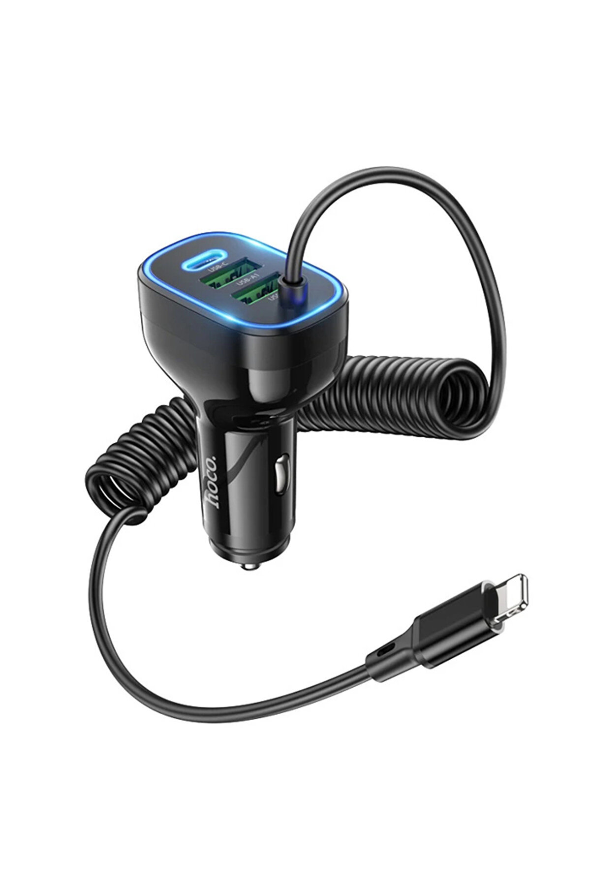 CepteToptan HOCO NZ11A 30W 2 USB+ Type-C Girişli iPhone Kablolu Araç Çakmaklık Şarj Ale - DROPX7523-5801