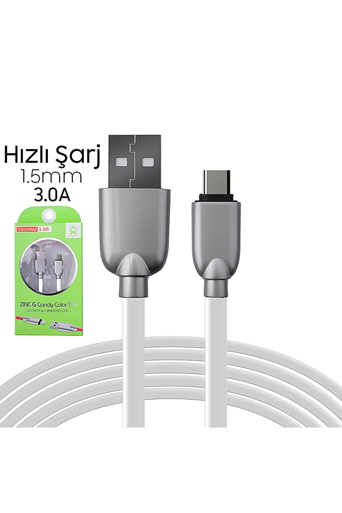 Ally Usb Type-C Zi̇nc Alloy Dayanıklı 3.0A 1.5Mm Usb Kablo-(5775) - Gms6535-9816