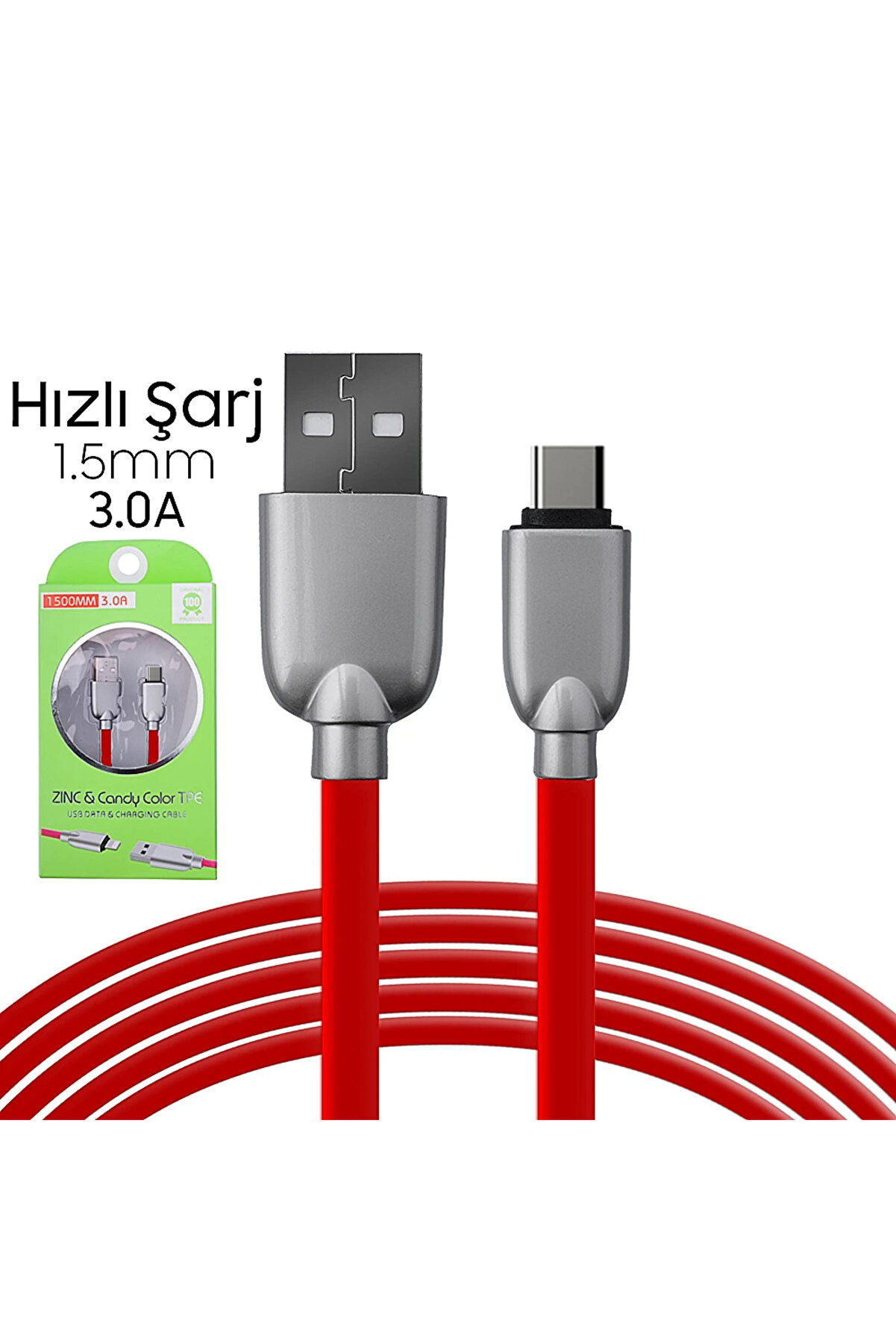 gizmurstore Ally Usb Type-C Zinc Alloy Dayanıklı 3.0a 1.5mm Usb Kablo-(5775) - GMS6535-9816