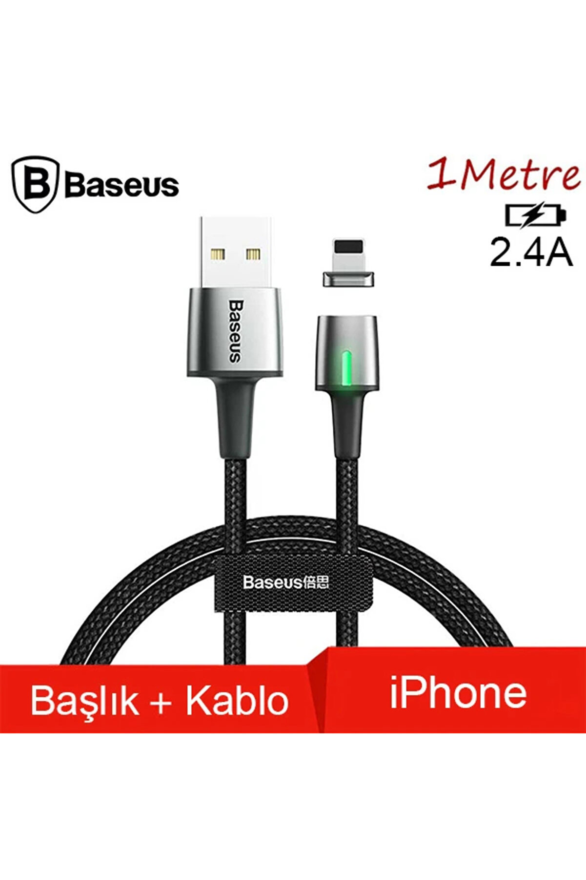 gizmurstore Zinc Magnetic Usb Kablo Şarj İPhone 14-13-12-11 1Metre-(5775) - GMS6103-1446