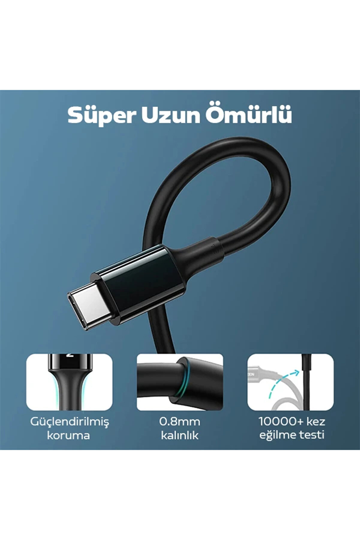 Ally Usb Type-C Pd3.1 100W(20V-5A) Hızlı Veri̇ Şarj Kablosu 1Metre-(1903) - Dropx4089-4023