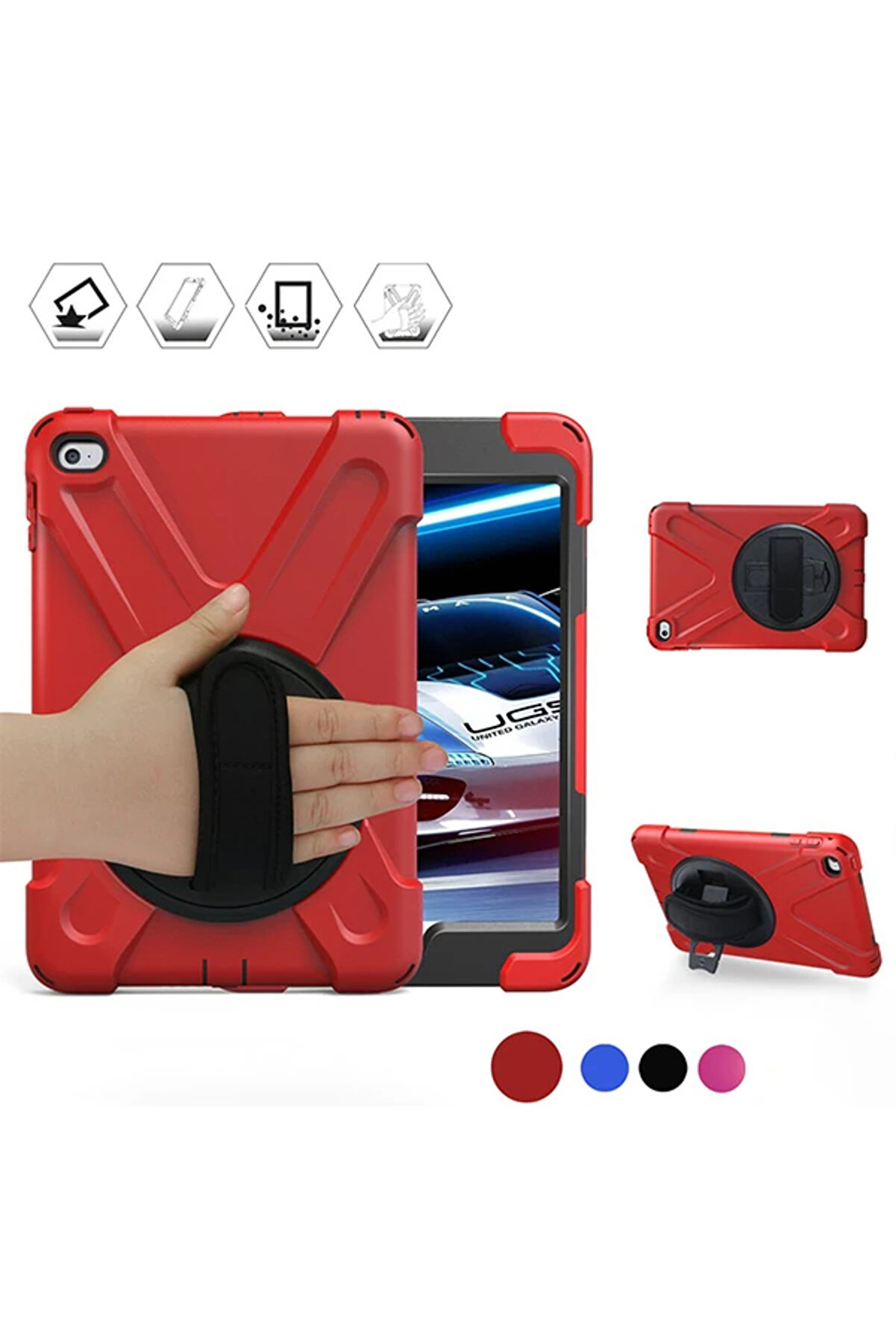 İpad Mi̇ni̇ 4/ 5 Shockproof 3 Katmanlı Standlı Zırh Kılıf-(1903) - Dropx2707-5181