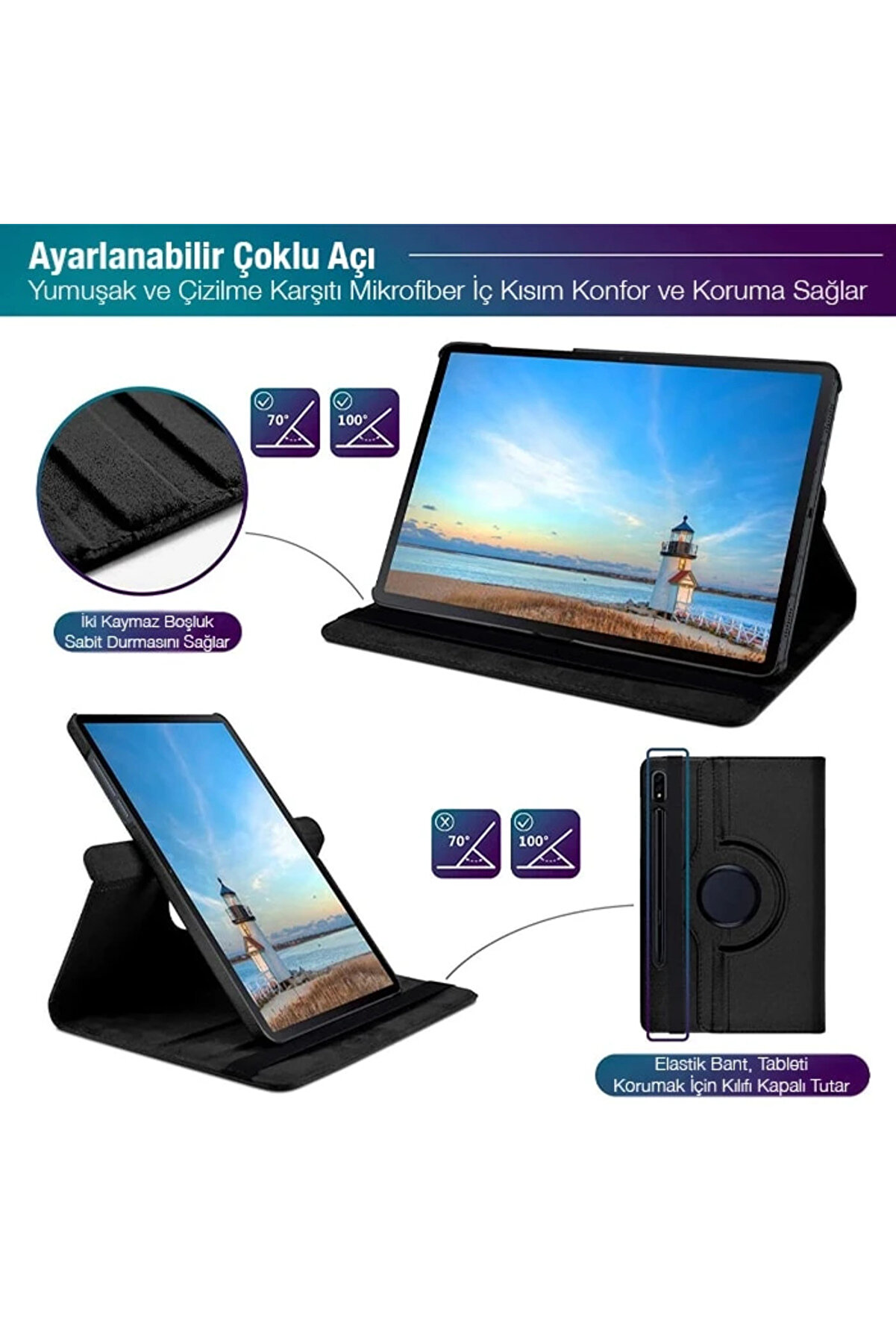 Sm Galaxy Tab S8 Plus 2022 12.4 (X800-X806) 360 Derece Döner Standlı Kılıf-( - Dropx8365-6549