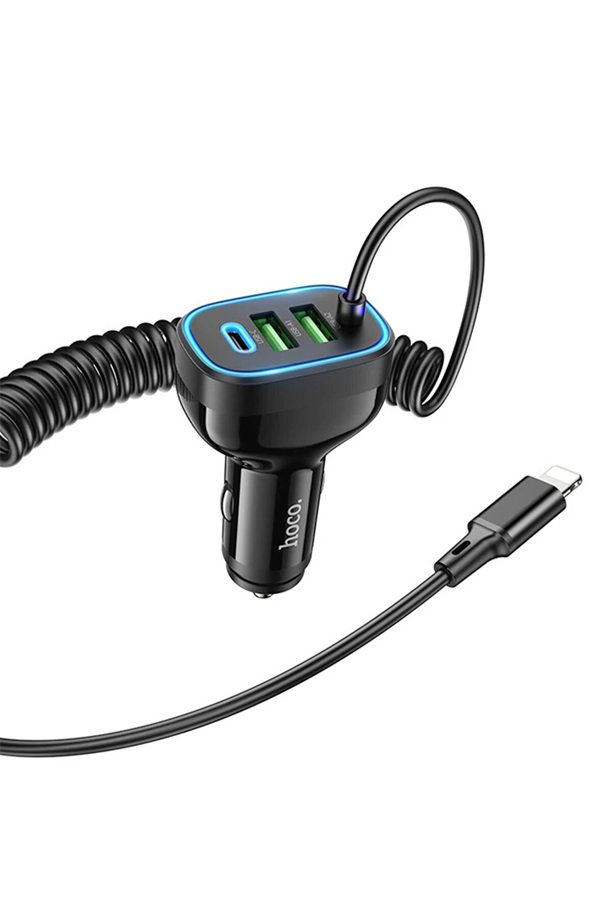 Hoco Nz11A 30W 2 Usb+ Type-C Gi̇ri̇şli̇ İphone Kablolu Araç Çakmaklık Şarj Ale - Dropx7523-5801