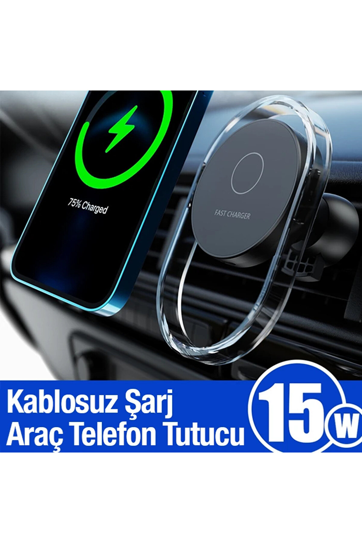 Ally 15W Kli̇ma Araç Havalandırma Bölmesi̇ Manyeti̇k Şeffaf Kablosuz Araç Şar - Dropx4066-4179