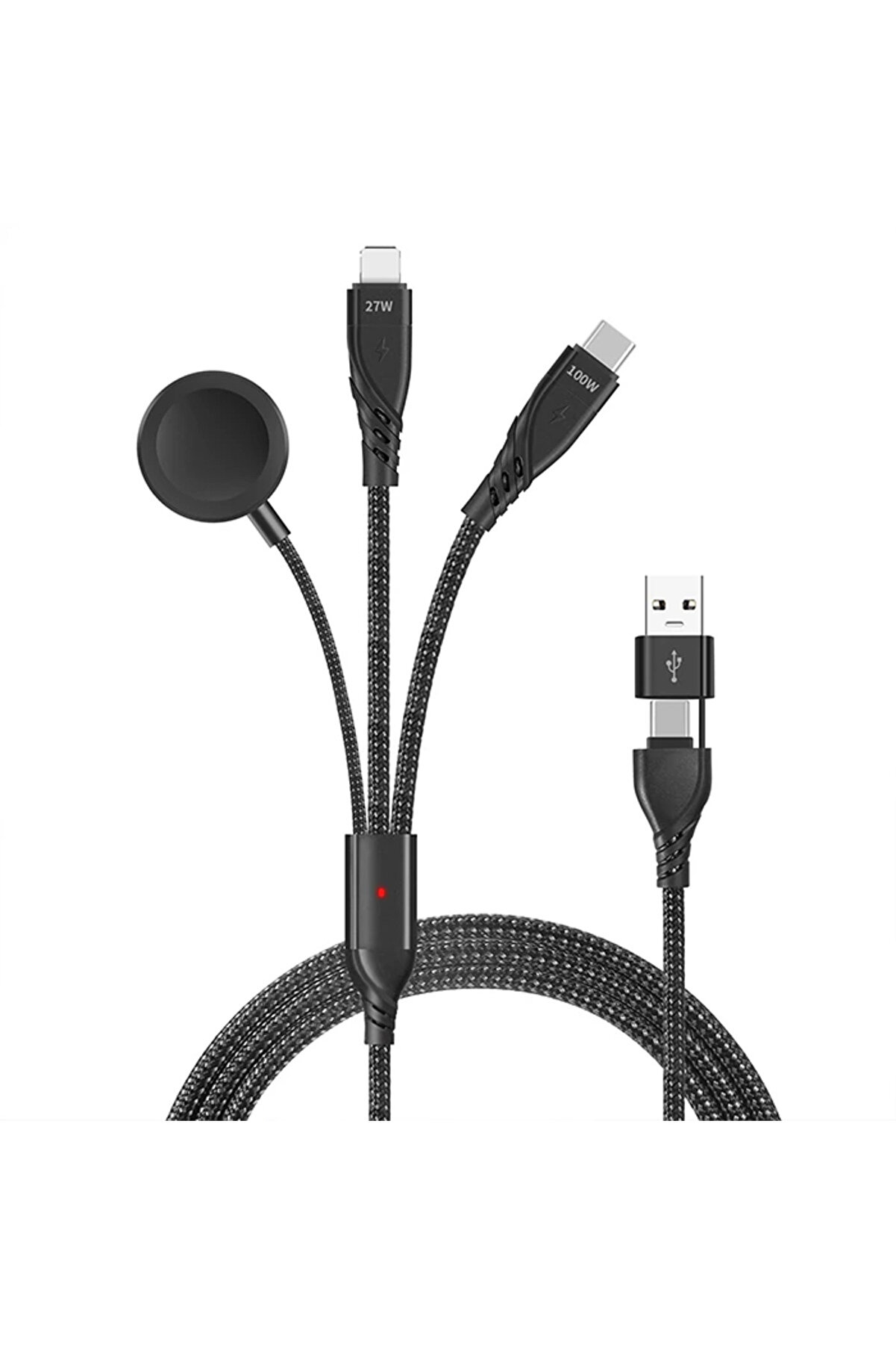 Ally 2X Type-C 100W-27W + Apple Watch İçi̇n Type-C Şarj Kablosu-(1903) - Dropx8395-6100