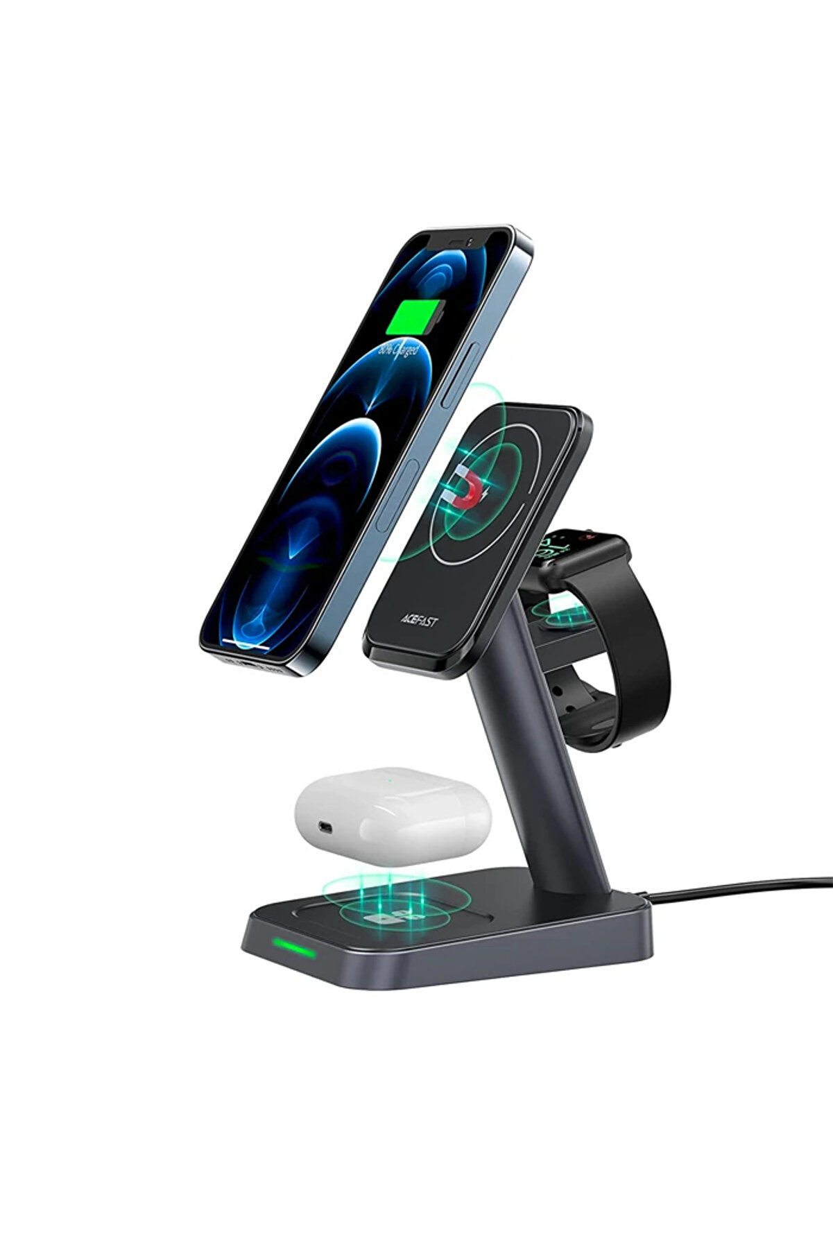 CepteToptan W68 15W 3in1 Manyetik ve Katlanabilir Portatif Masaüstü Kablosuz Şarj St - DROPX9716-7485