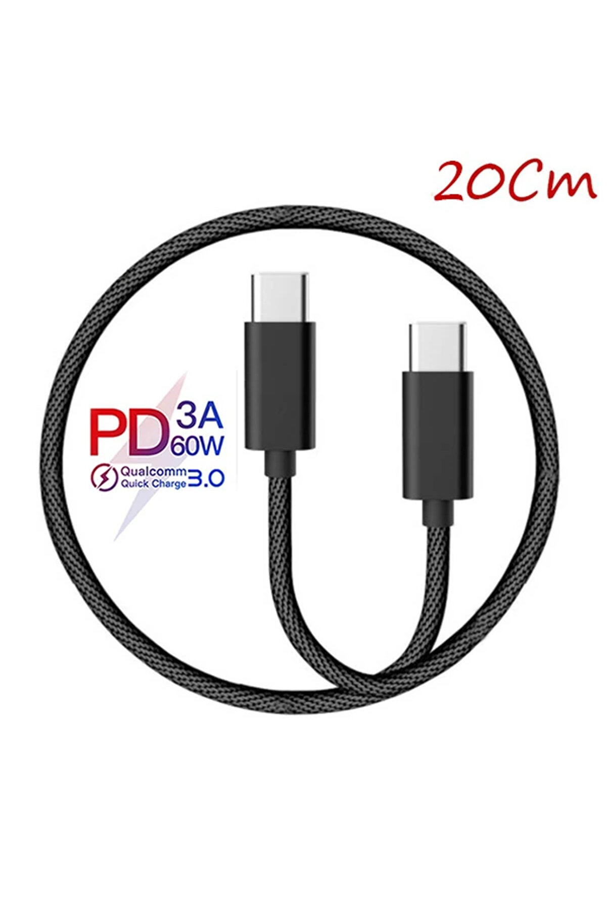 CepteToptan Ally Type-C -TO Type C 60w Qc3.0A Hızlı 0.20cm Kısa Şarj Kablosu-(1903) - DROPX2832-8984