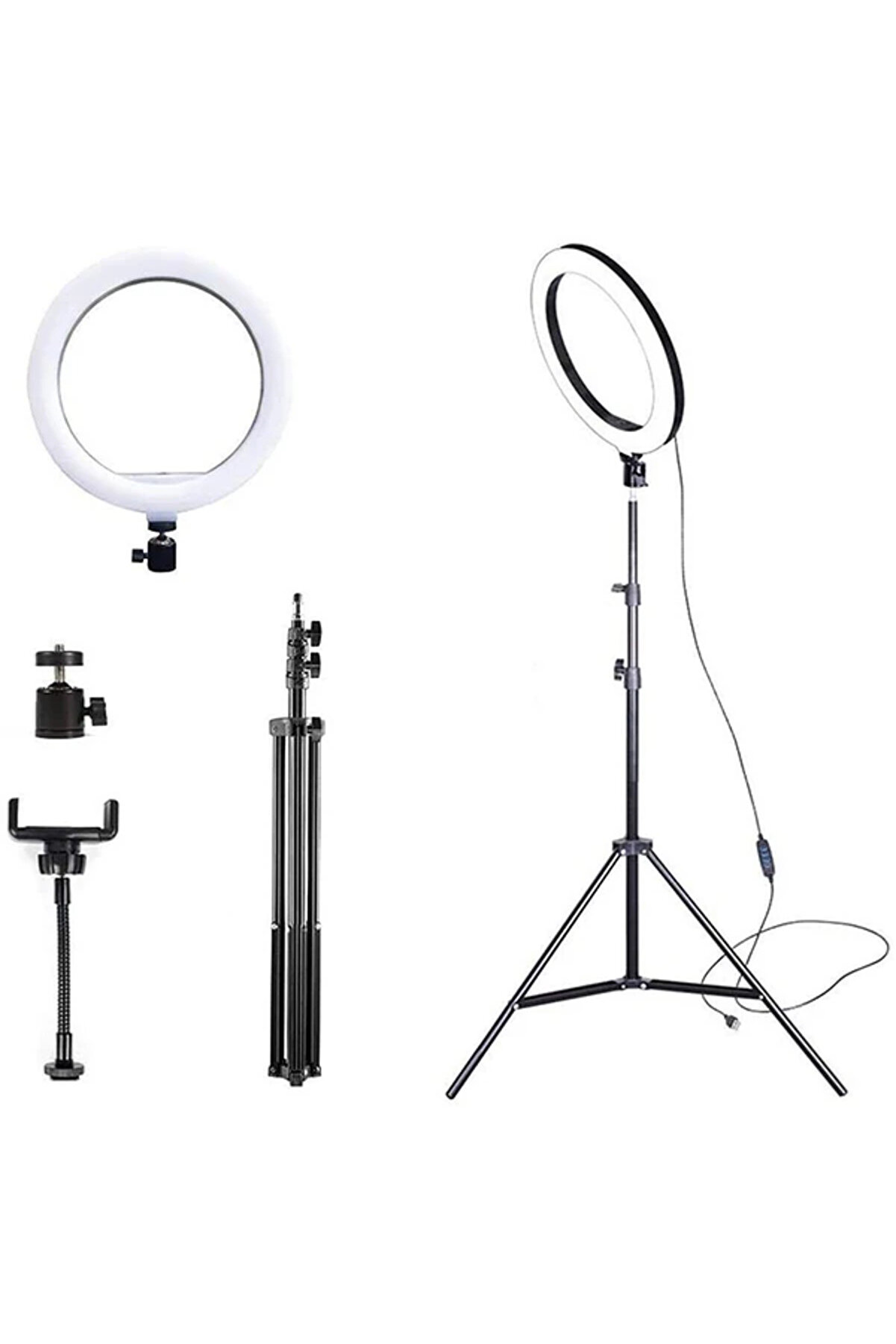 feifei ALLY 10 İnch Halka Led Tripod(1.30M)Youtuber Video Selfie Stüdyo Makyaj Işığı- - HBY6197-5524