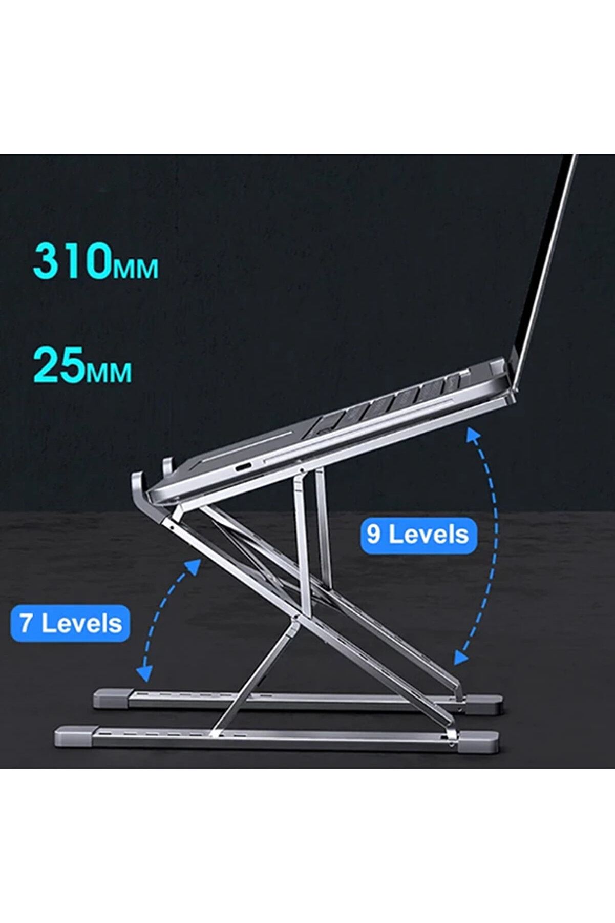 Ally Mc N8 Metal Yüksek Macbook Notebook Ayarlanabi̇li̇r Katlanabi̇li̇r Stand-(5775) - Gms4454-4401