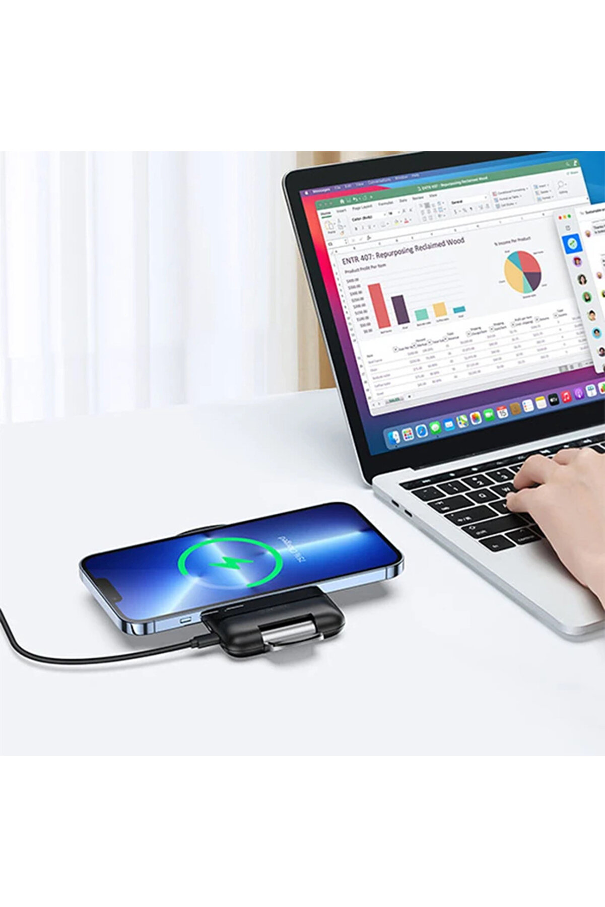 Duzzona W2 Katlanır Standlı 15W Hızlı Şarj Wi̇reless Kablosuz Şarj Ci̇hazı-(5775)