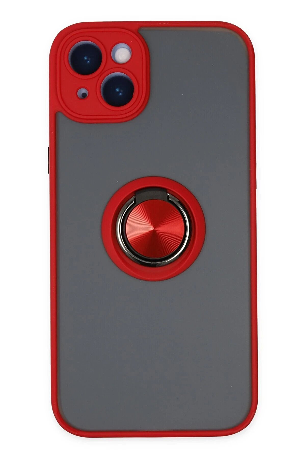 Toptan Bulurum iPhone 14 Kılıf Montreal Yüzüklü Silikon Kapak - Kırmızı