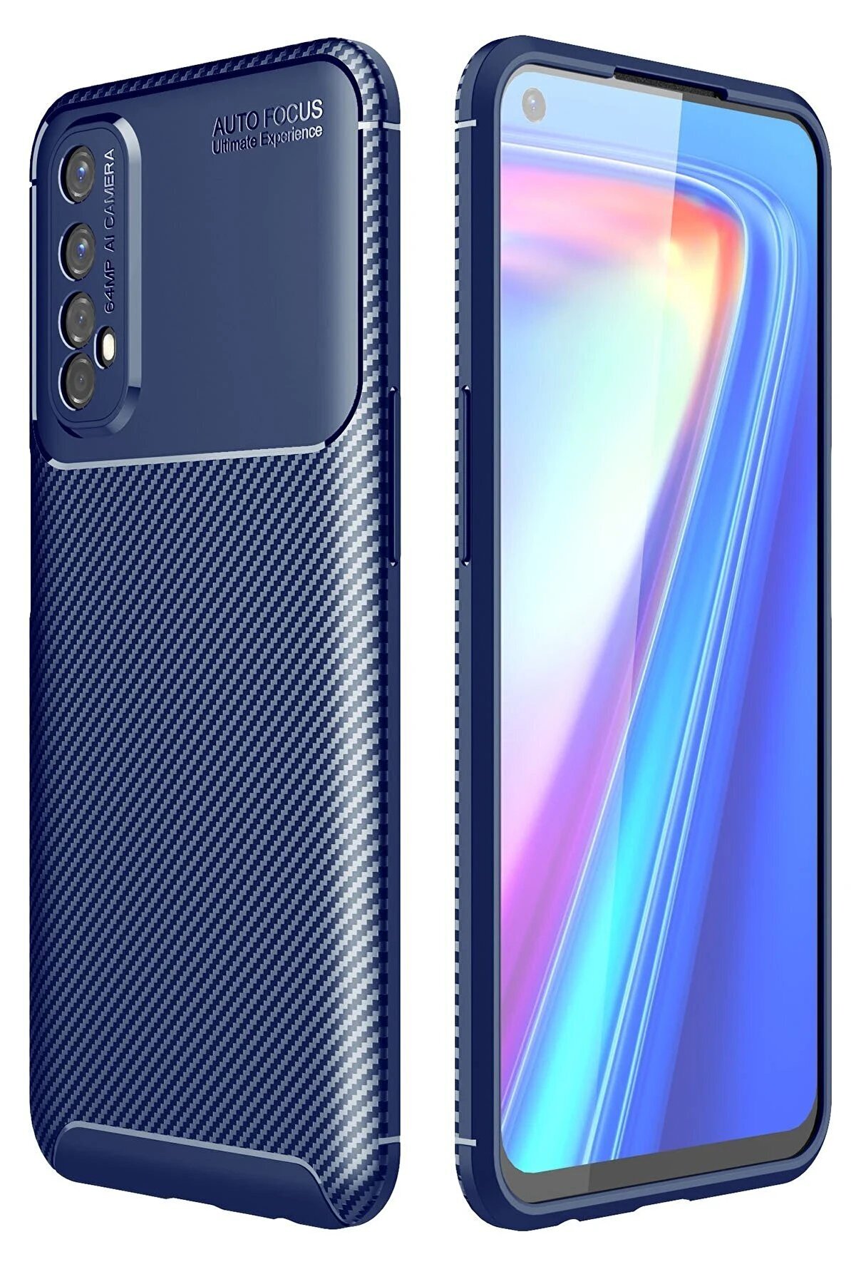 Toptan Bulurum Realme 7 Kılıf Auto Focus Karbon Kapak - Lacivert