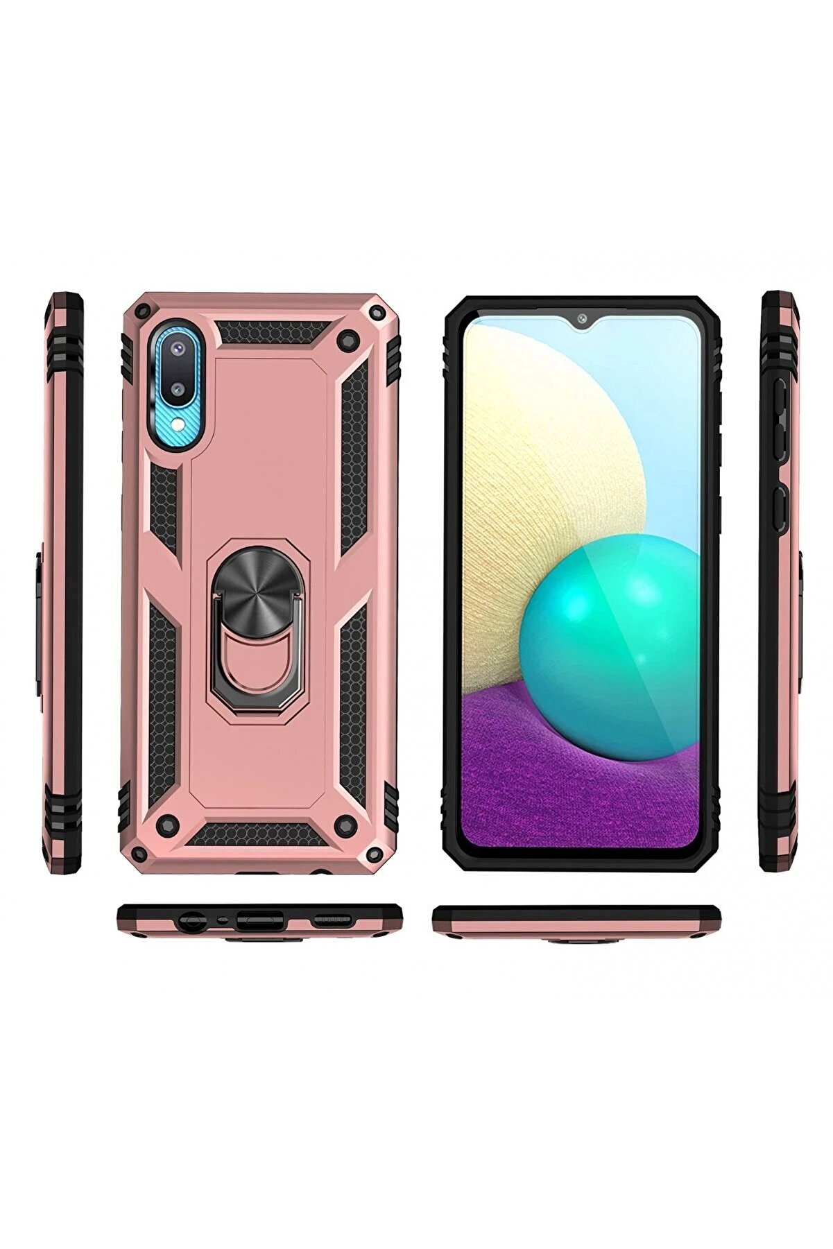 Samsung Galaxy A02 Kılıf Sofya Y&uuml;z&uuml;kl&uuml; Si̇li̇kon Kapak - Rose