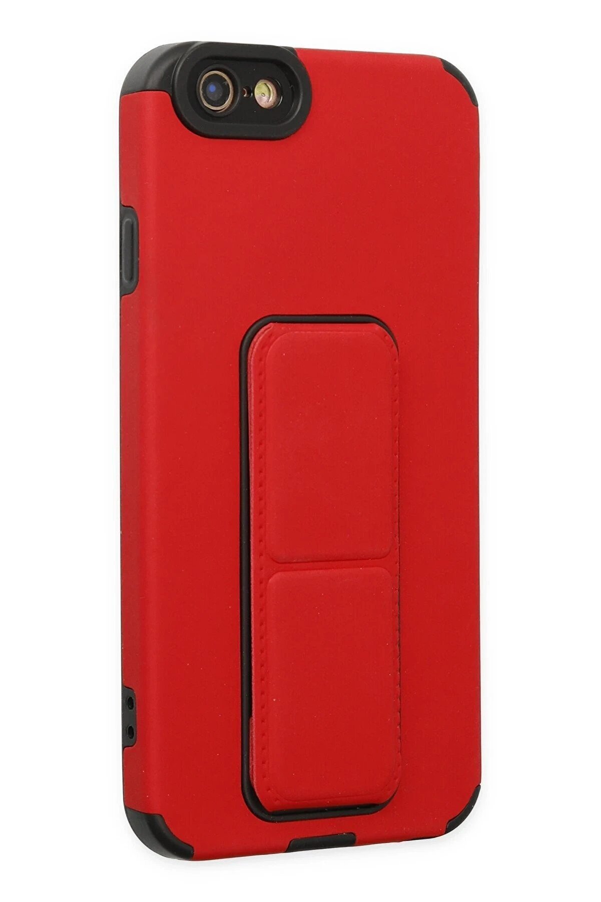 İphone 6 Kılıf Mega Standlı Si̇li̇kon - Kırmızı