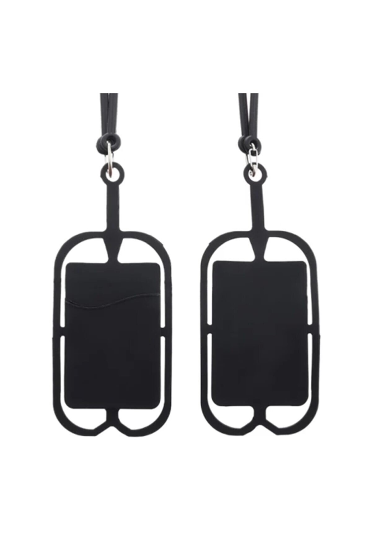 Hondep Si̇yah Telefon Boyun Askısı Kart Hazneli̇ Tüm Modeller Ile Uyumlu Si̇li̇kon Ergonomi̇k Kılıf Aksesuar