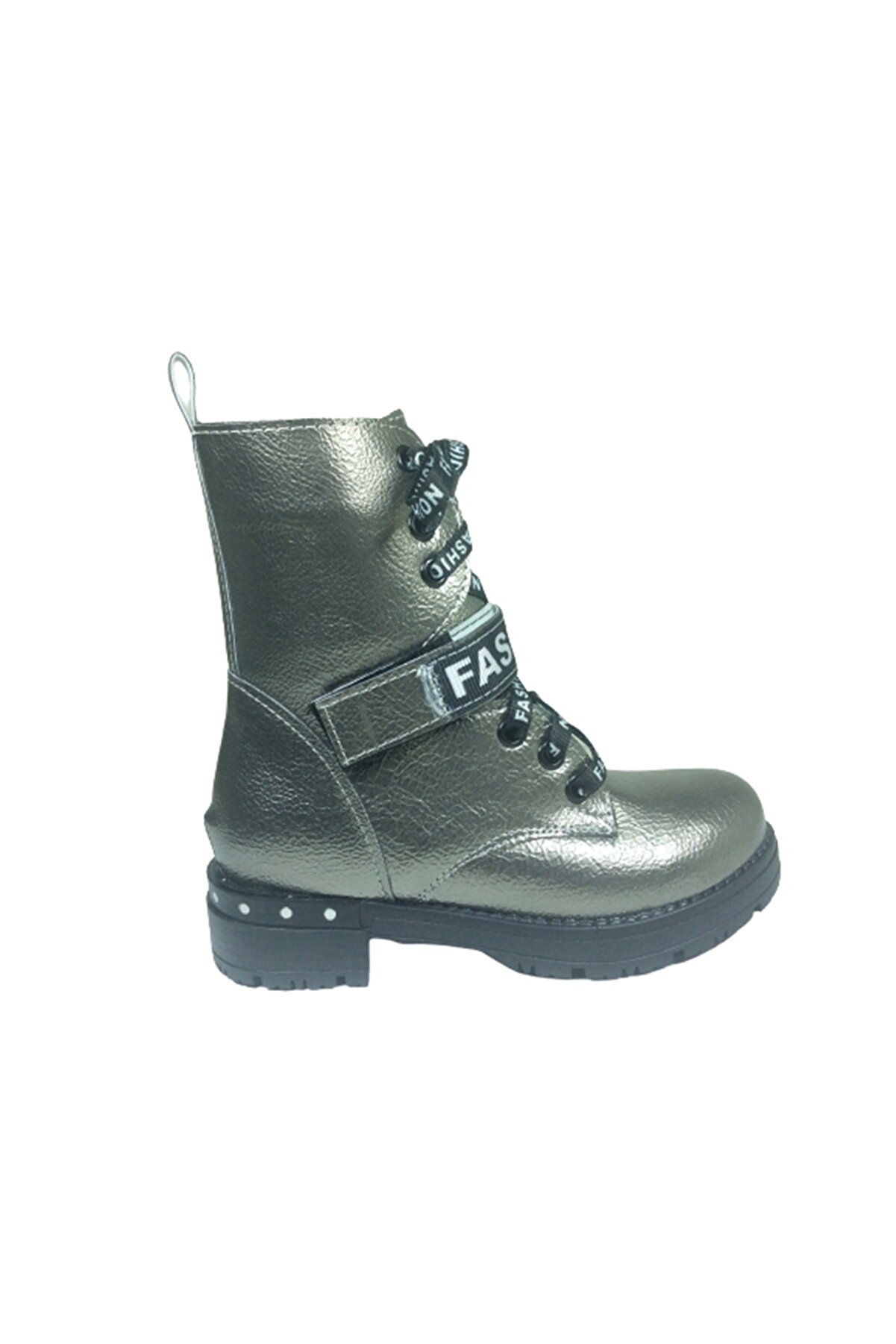 grafen Ortopedikal Patik Kız Çocuk Bot Platin Gri Rugan Bağcıklı Yanıfermuarlı Anatomik