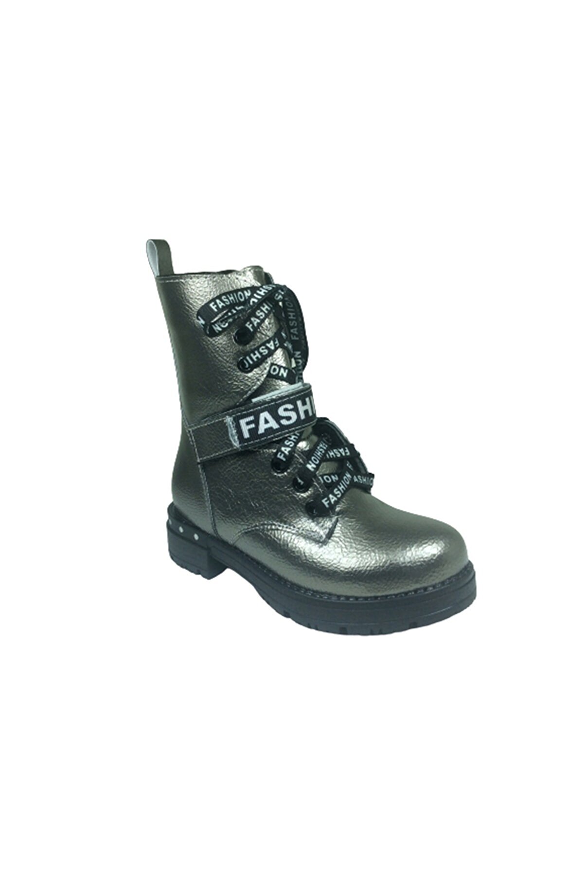 Ortopedi̇kal Pati̇k Kız Çocuk Bot Plati̇n Gri̇ Rugan Bağcıklı Yanıfermuarlı Anatomi̇k