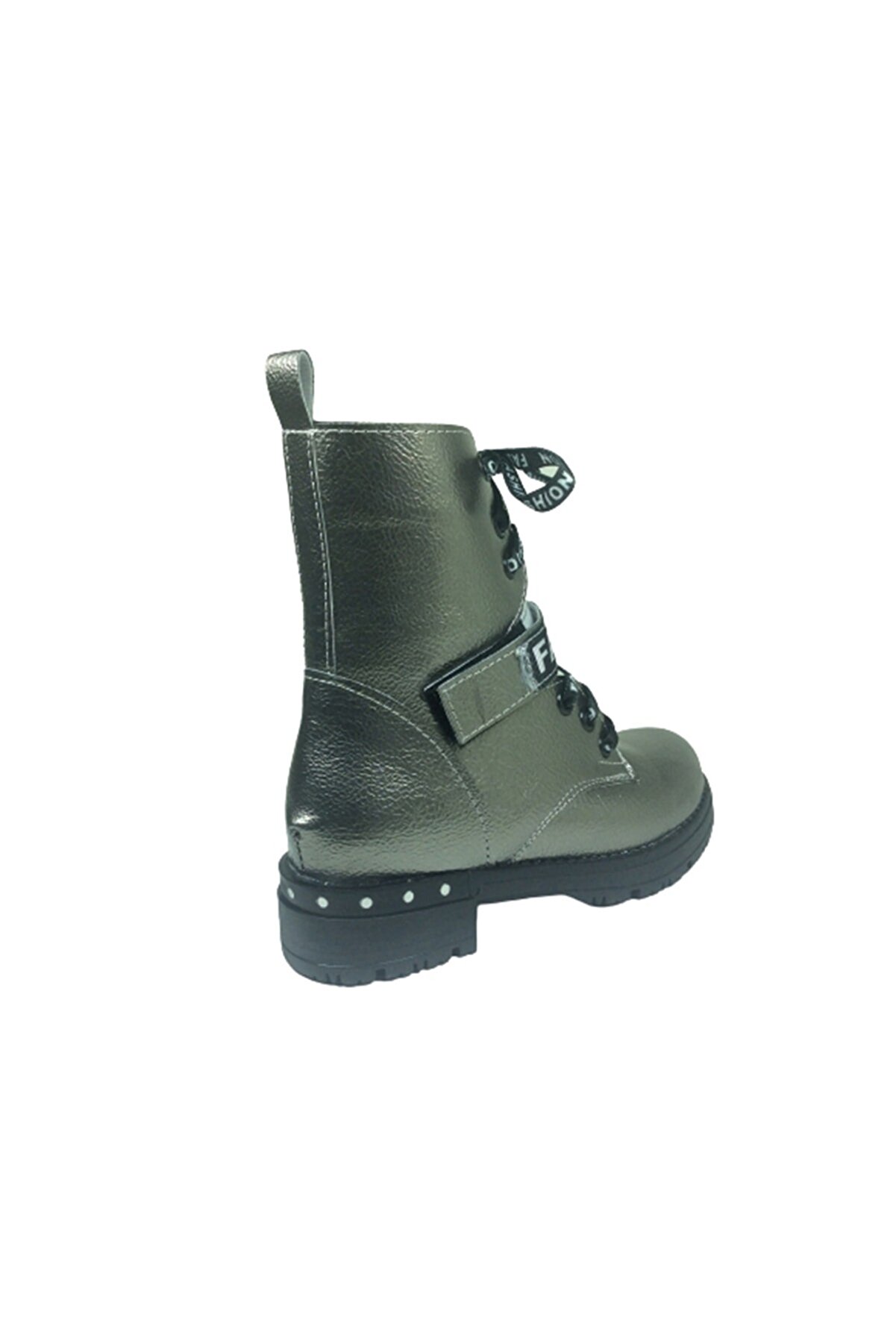 Ortopedi̇kal Pati̇k Kız Çocuk Bot Plati̇n Gri̇ Rugan Bağcıklı Yanıfermuarlı Anatomi̇k