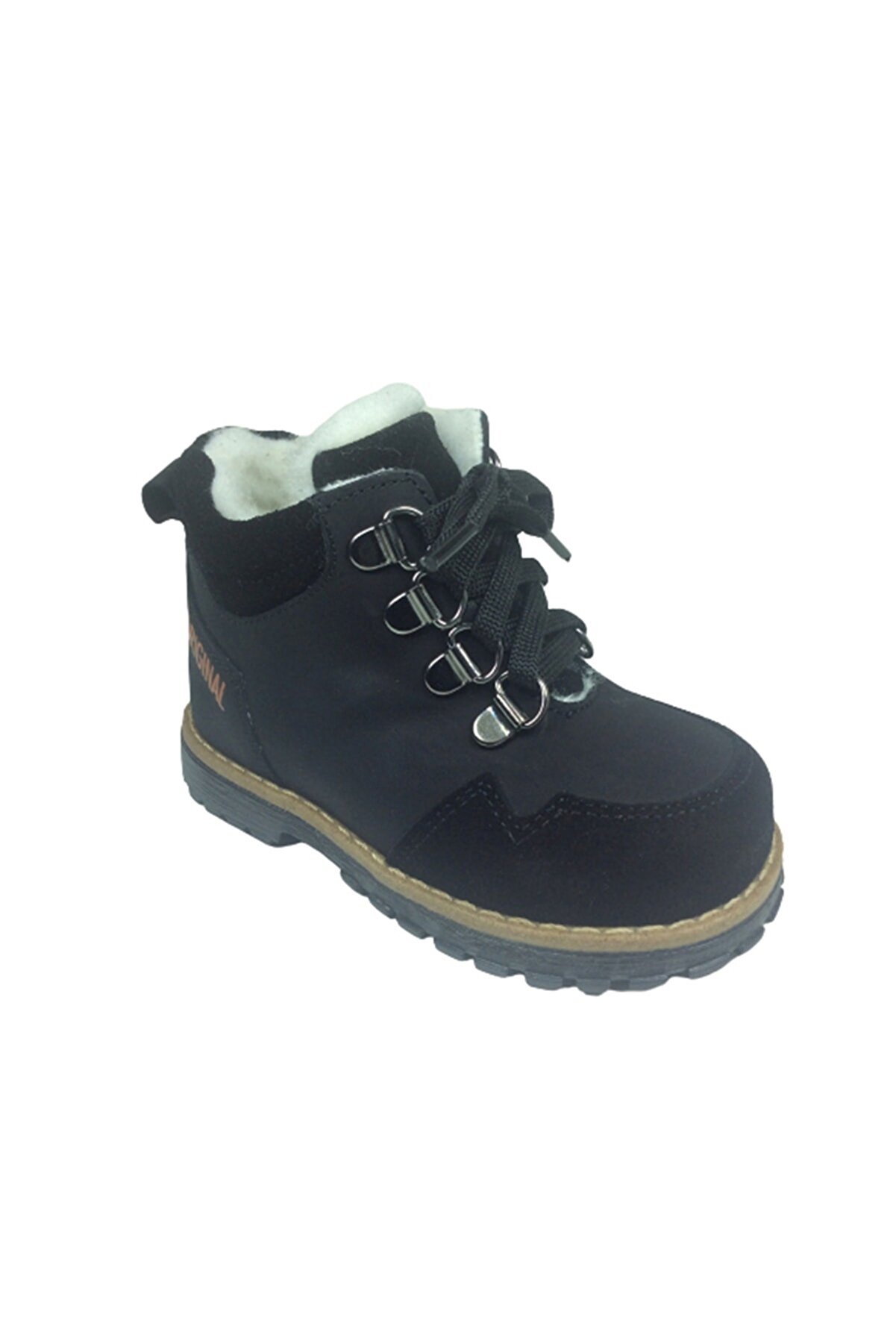 Bebe Erkek Çocuk Bot Si̇yah Deri̇ Anatomi̇k Bağcıklı Fermuarlı