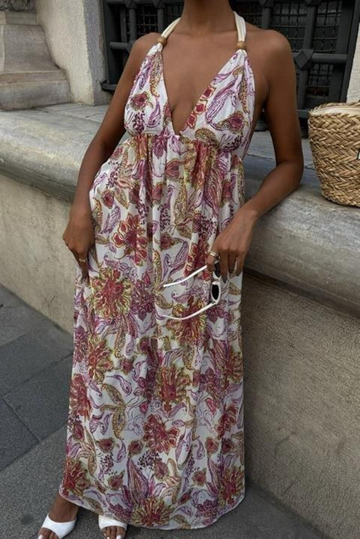 Ameli̇a Sırt Dekolteli̇ Şi̇fon Elbi̇se 2614