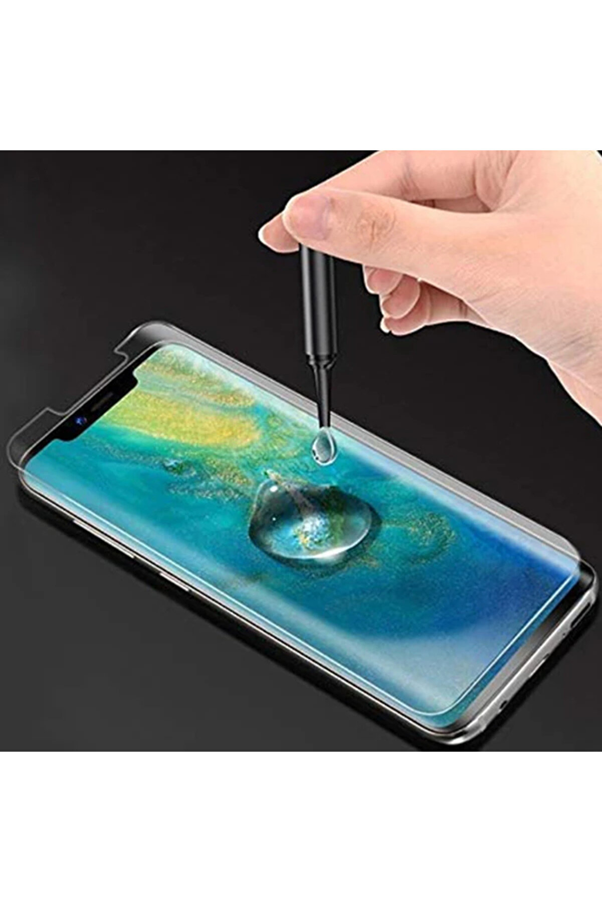 Huawei̇ Mate 30 Pro Full Li̇qui̇d+Uv Işık 3D Kırılmaz Cam Ekran Koruyucu-(5775) - Gms1066-5010