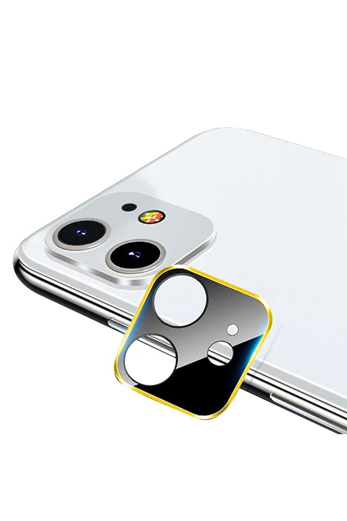 İphone 11 6.1 İnch 3D Metal Kamera Koruyucu Metal Lens-(5775) - Gms1358-5109