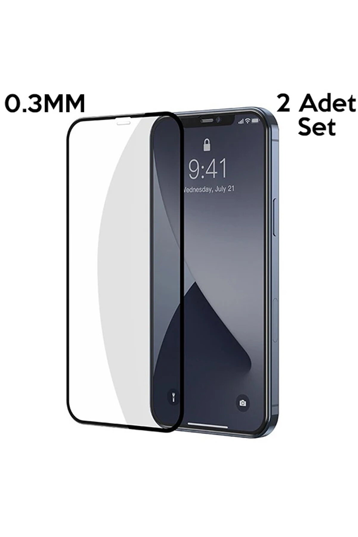 İphone 12-12 Pro 6.1 0.3Mm 3D Full Tempered Cam Ekran Koruyucu 2Adet Set-(1903) - Dropx9029-1714