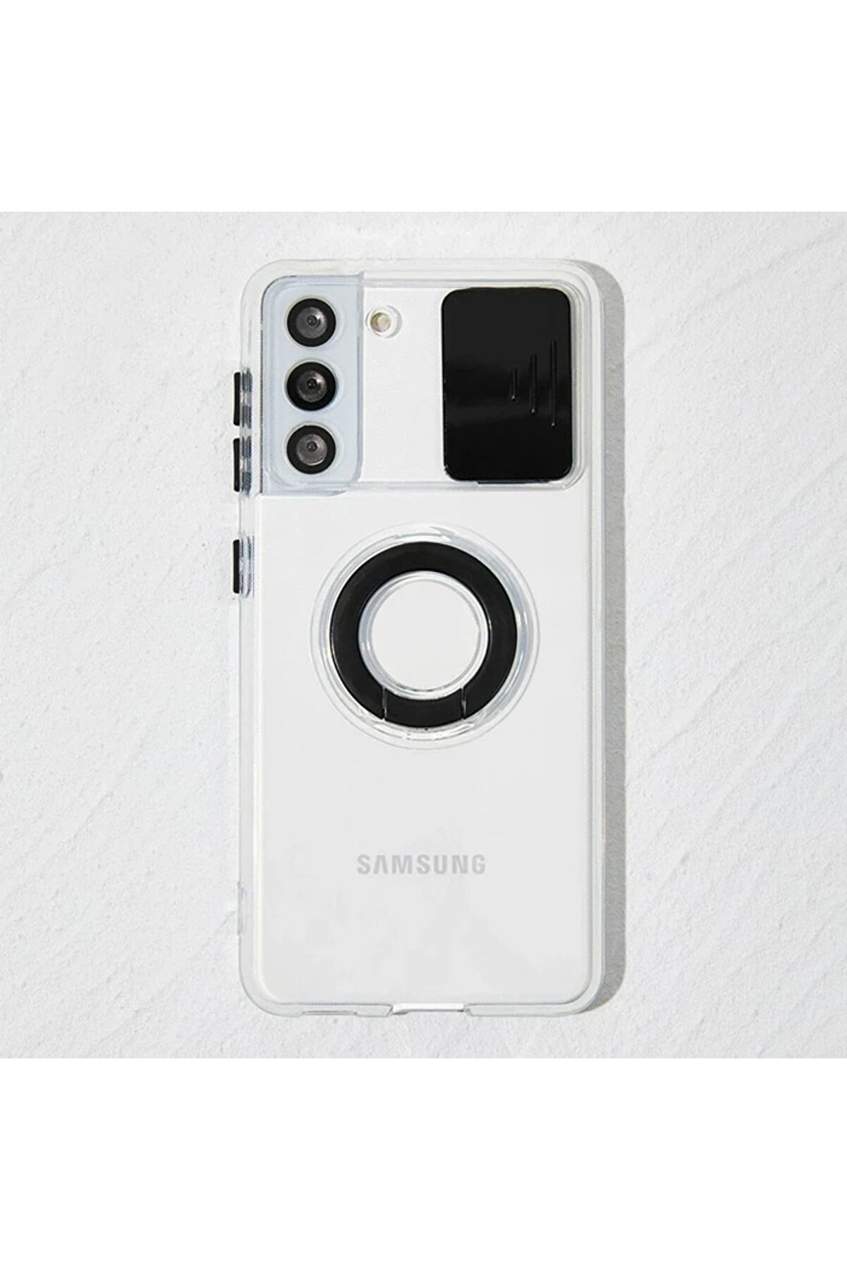 Sm Galaxy S22 Kılıf Sürgülü Kamera Lens Korumalı Yüzük Standlı Si̇li̇kon - Dropx7227-7109