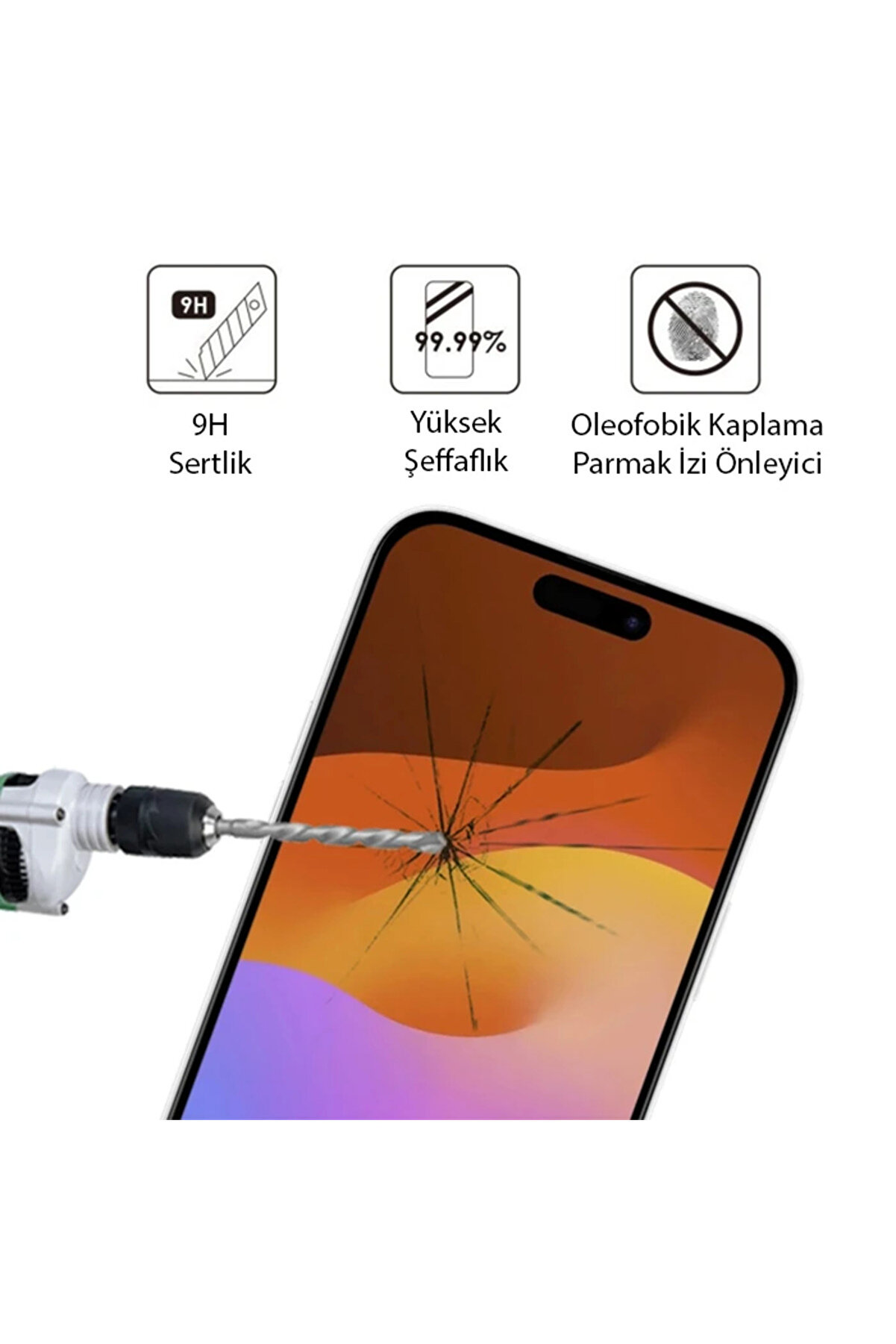 Ally İphone 15 Plus Full Glue Tempered Kırılmaz Cam Ekran Koruyucu-(1903) - Dropx8654-6543