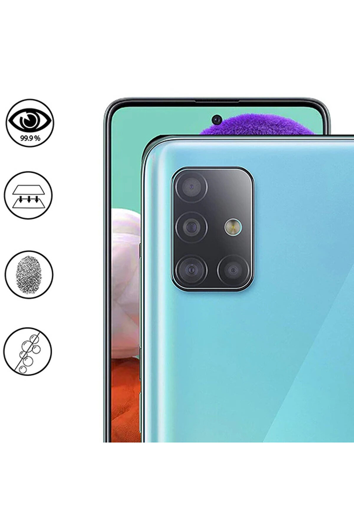 Ally Samsung Galaxy A71 Tempered Kamera Koruyucu Kırılmaz Cam-(5775) - Aa5194-9725